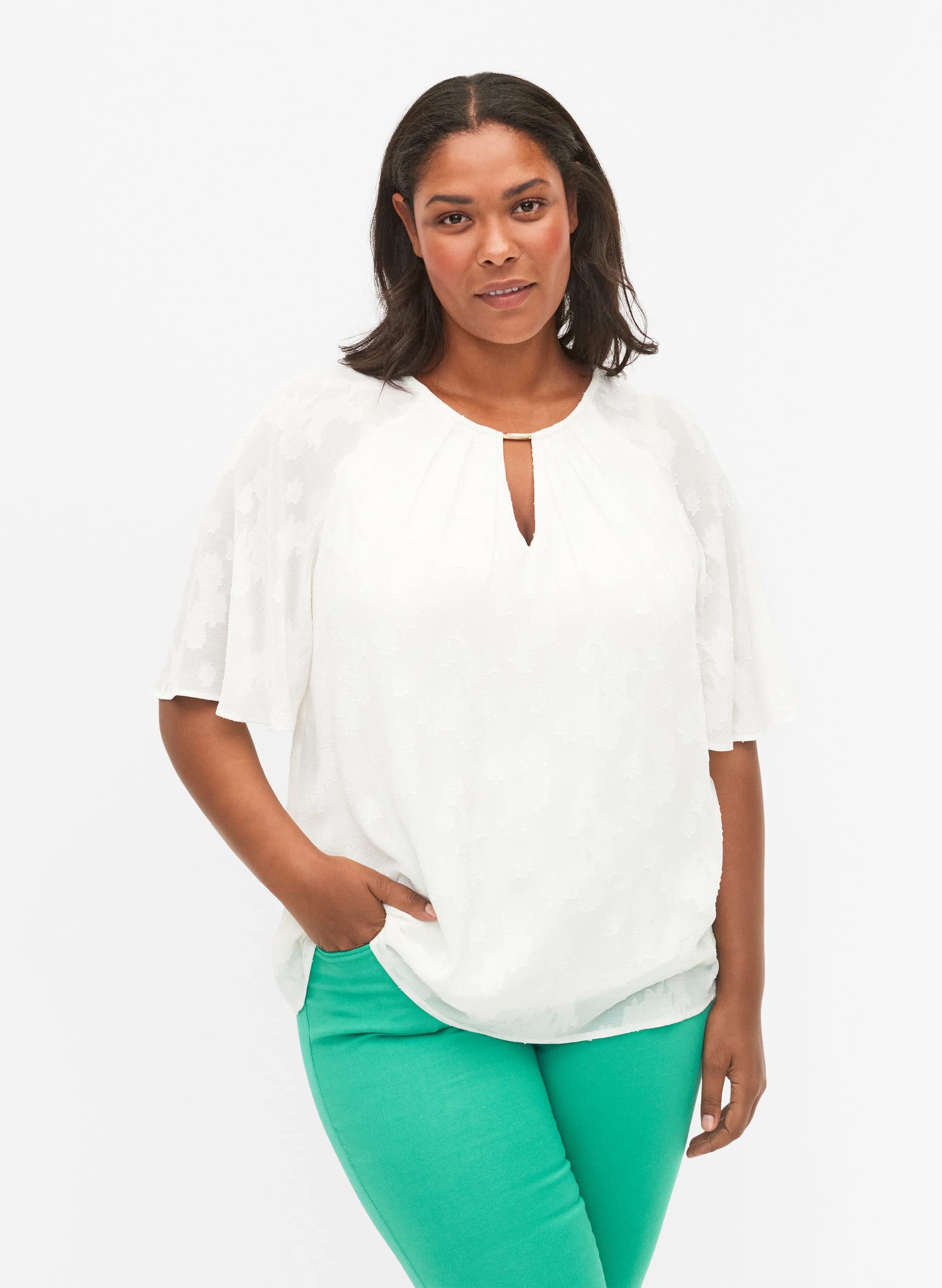Zizzi Blouses Bluse Kurze Ärmel Struktur Bluse