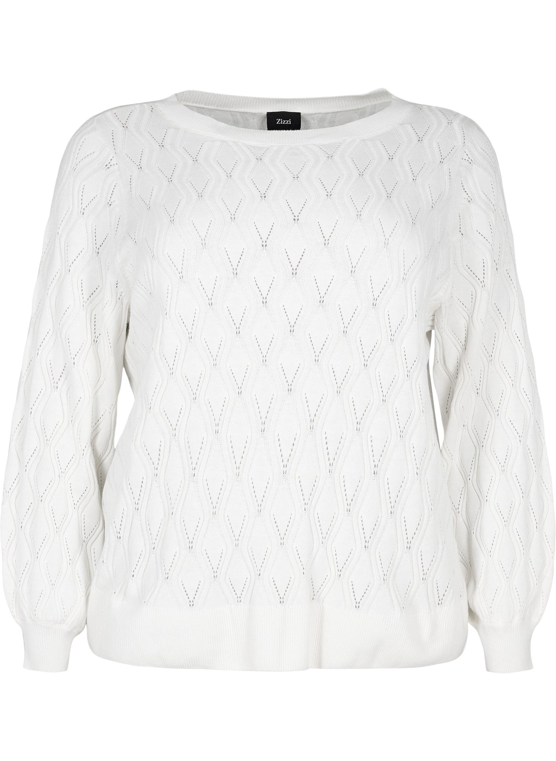 Zizzi Strickpullover Bio-Baumwolle Lochmuster Große Gr.