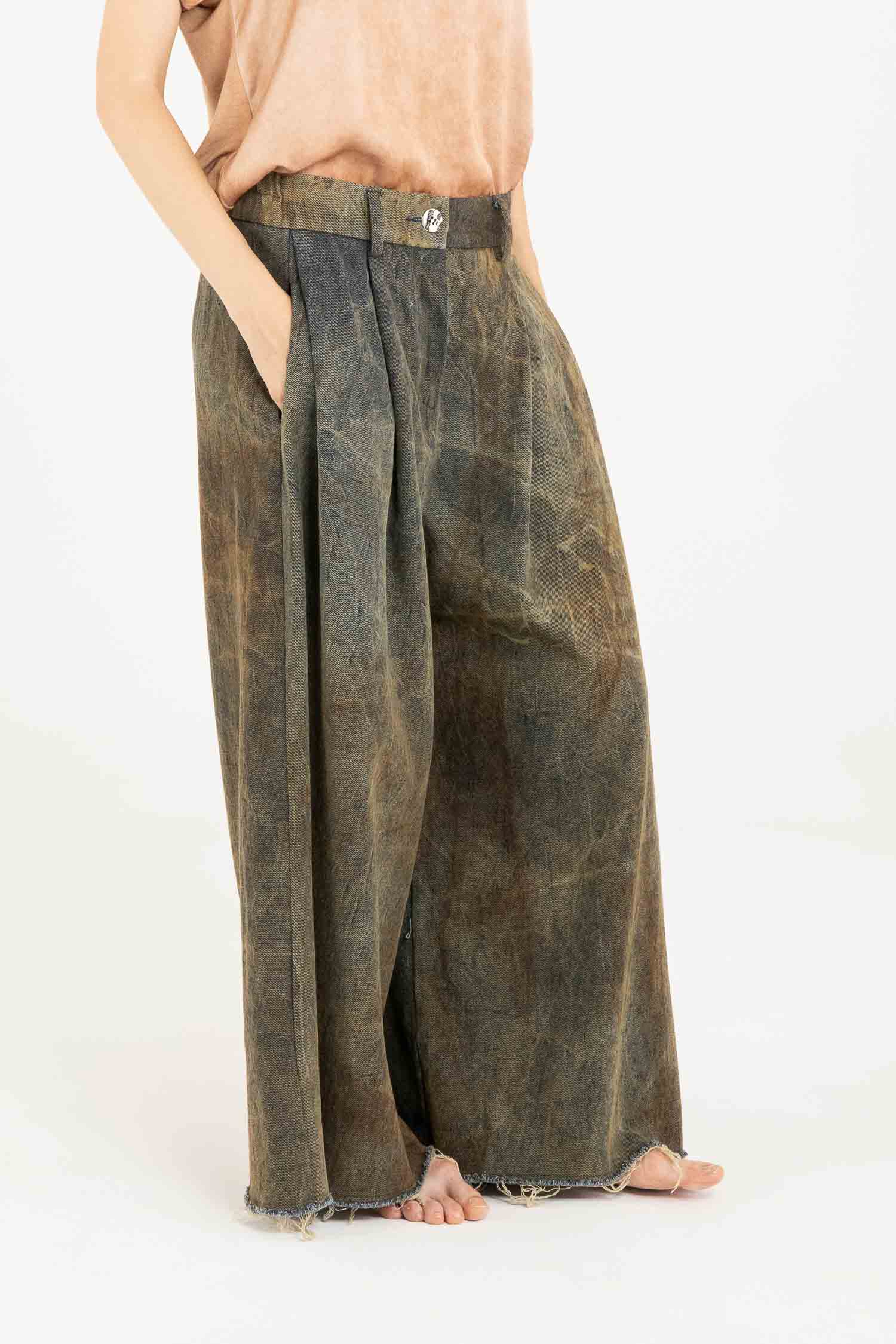 Sanctamuerte Pantaloni Palazzo Hose Denim Rost