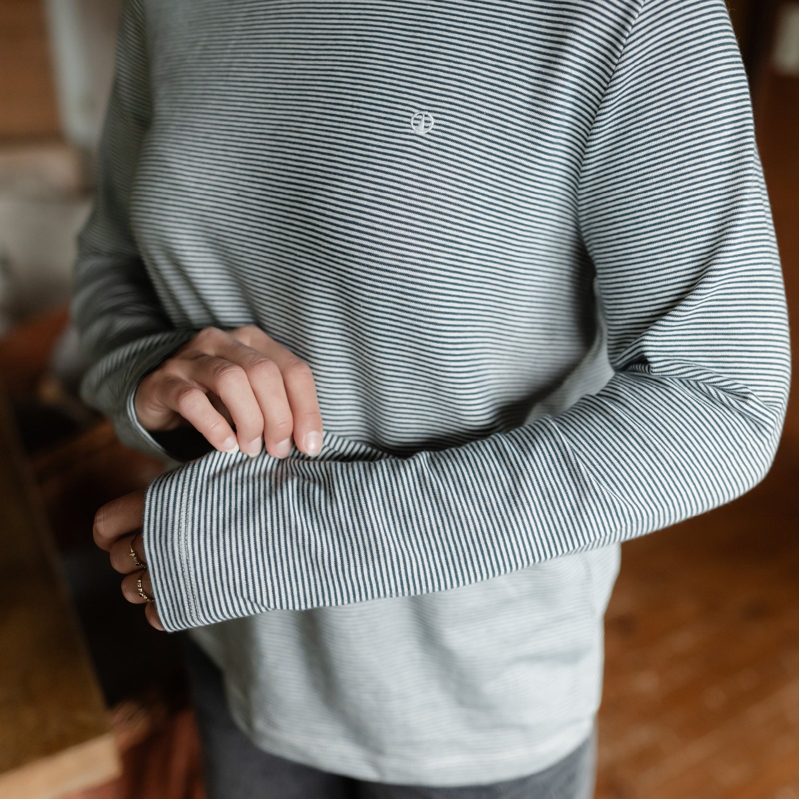 NORDLICHT Alva Oversize Langarmshirt Grün gestreift