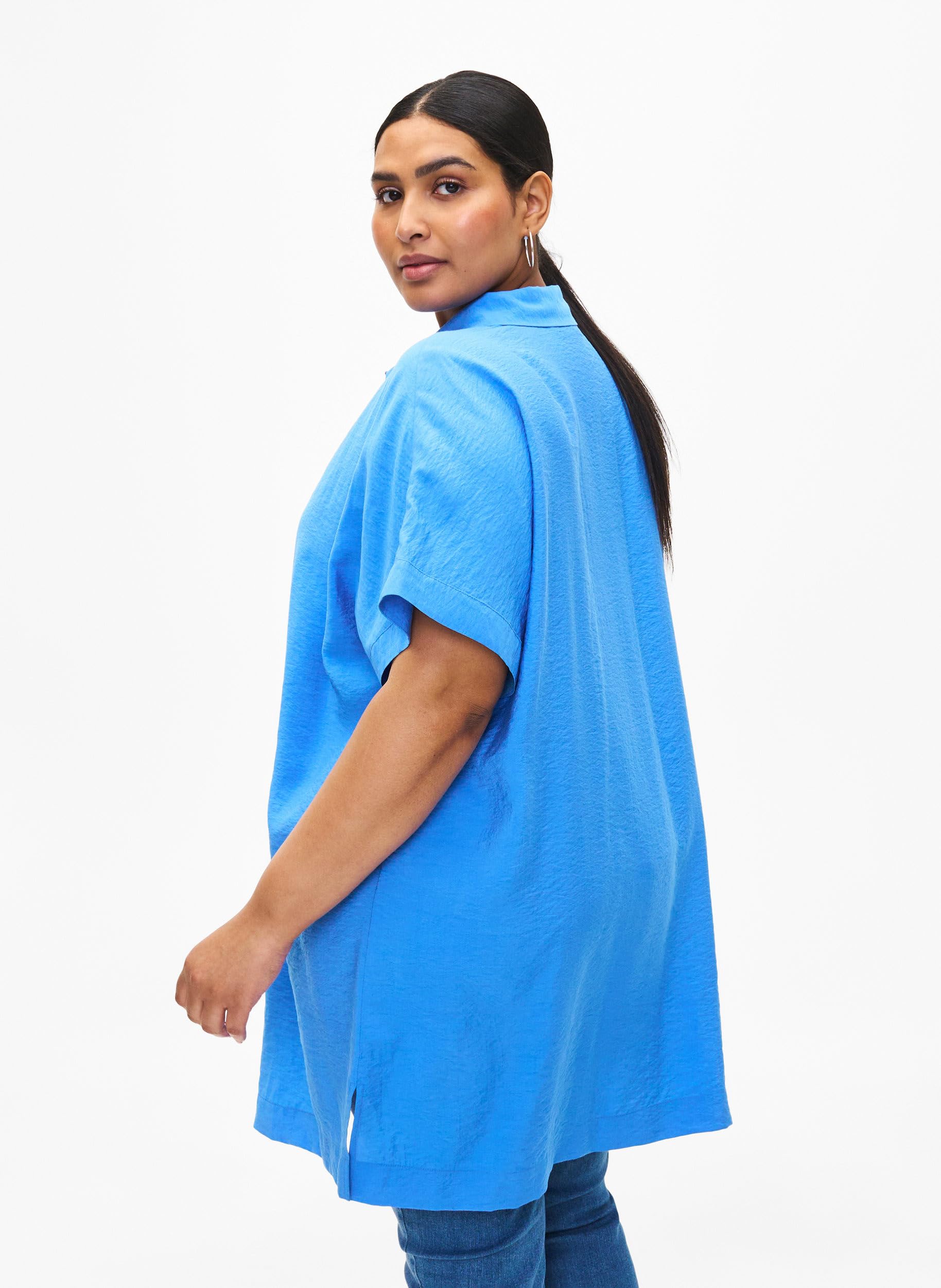 Zizzi Viskose Shirt Damen lang 1/2-Arm Ecovero Seitenschlitz