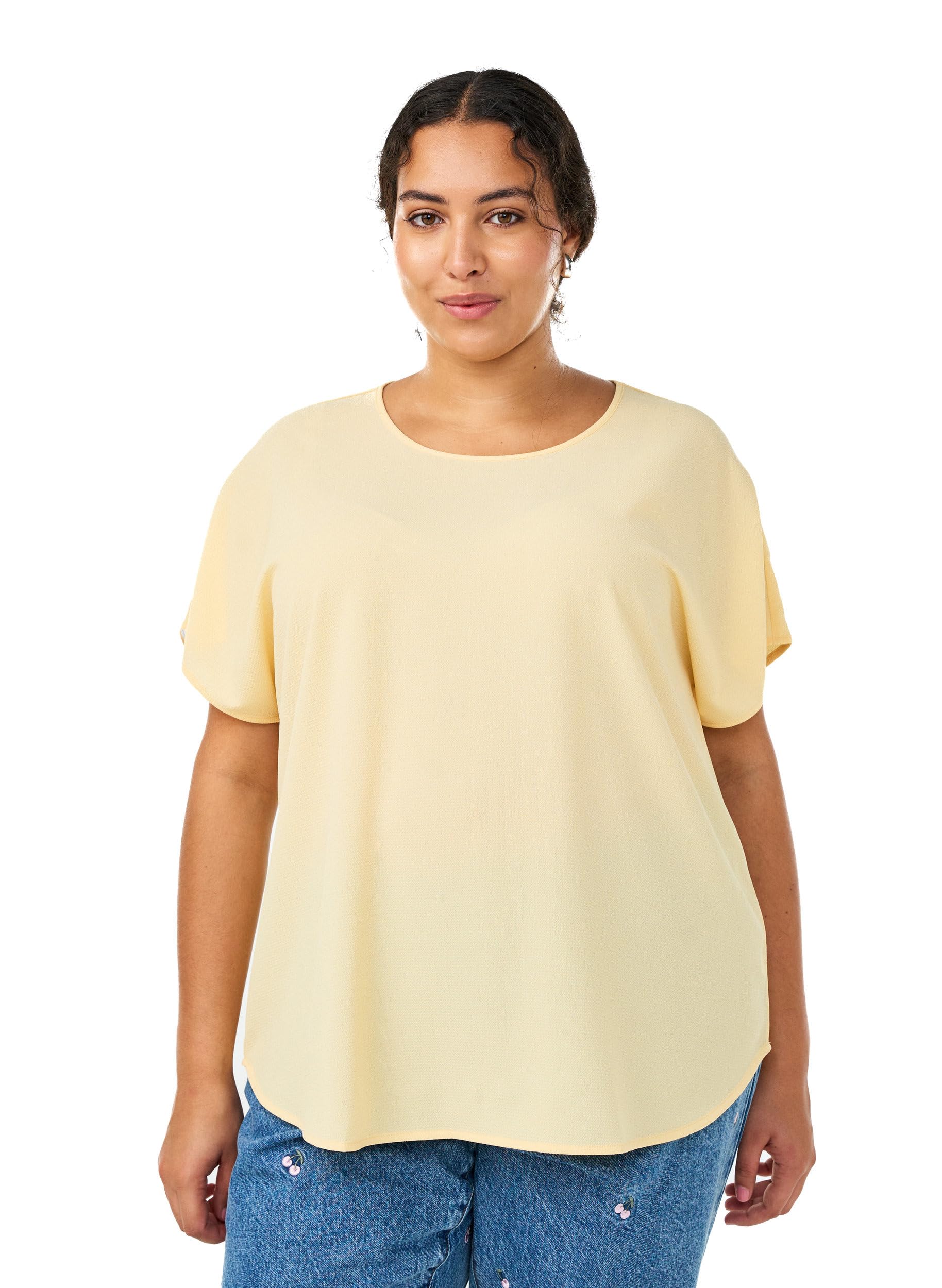 ZIZZI Blouses Bluse Kurzarm Tunika 50-52 Schwarz locker