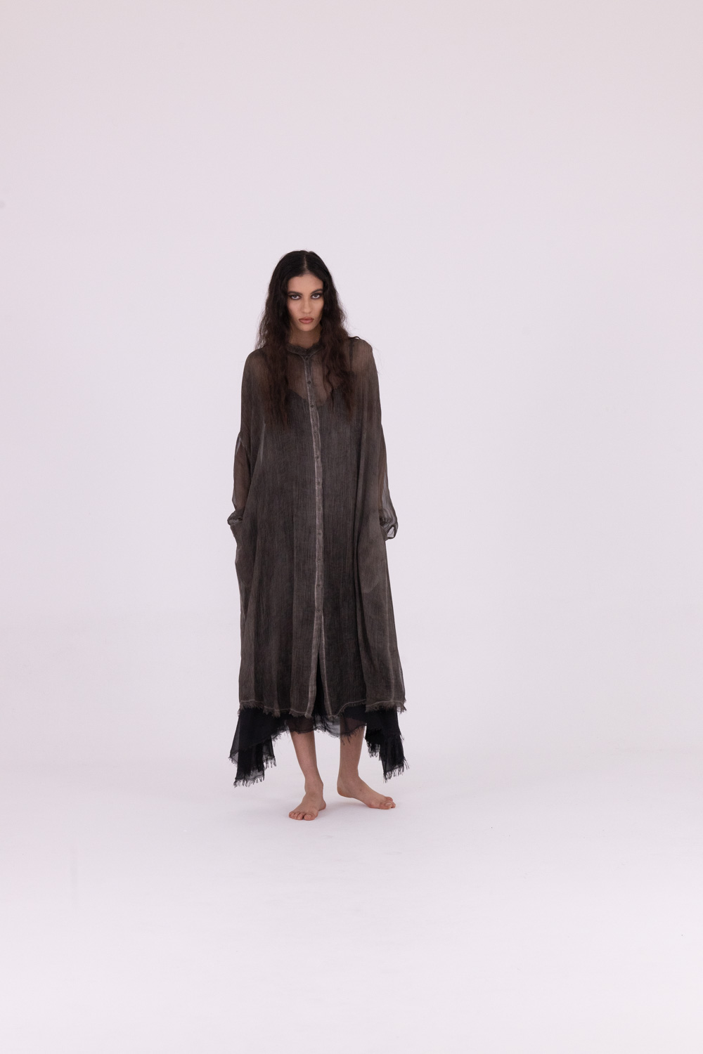 Sanctamuerte Abiti Chemisier Kleid Viskose Hemdkleid