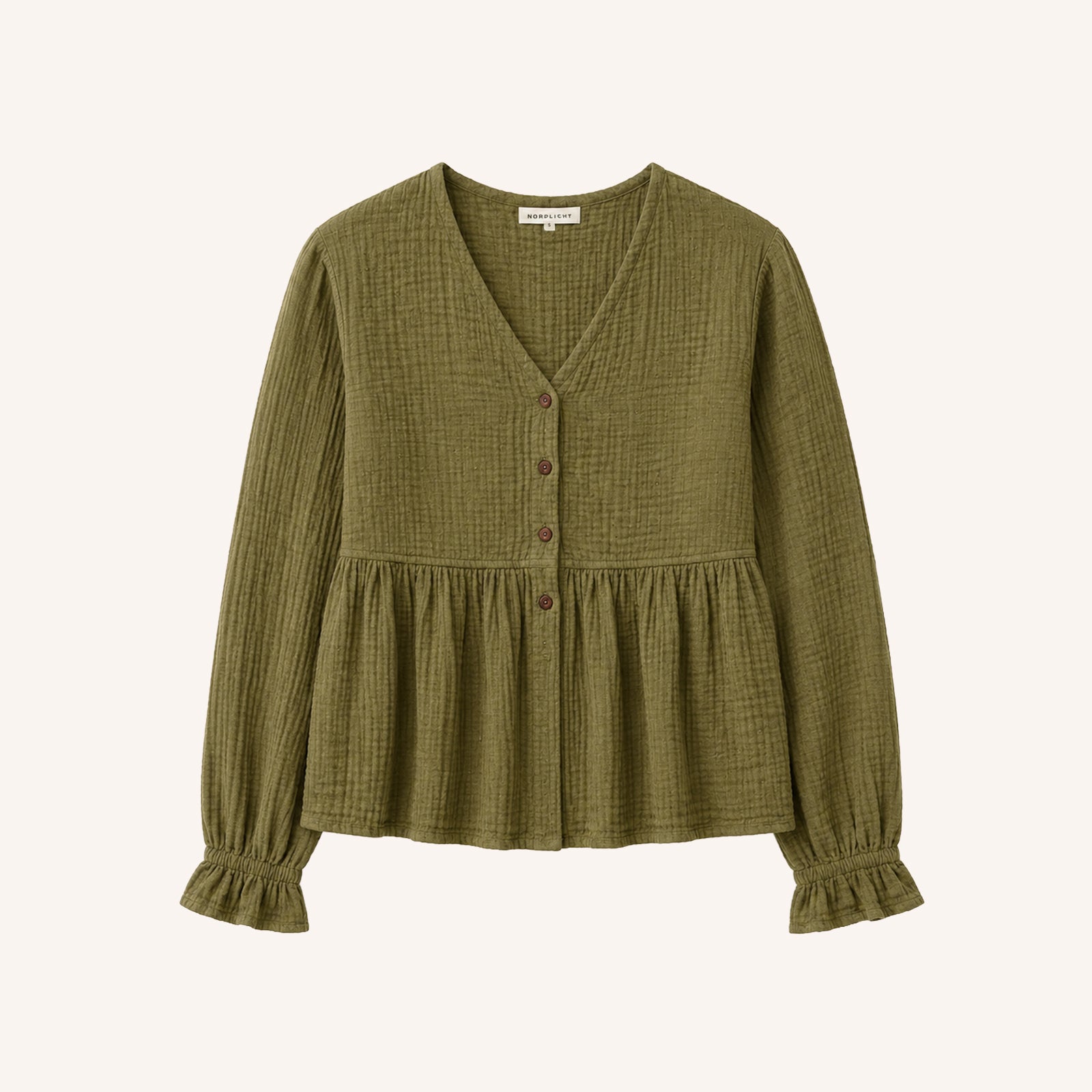 Nordlicht Selma Musselin Bluse Grün Punkte Bio