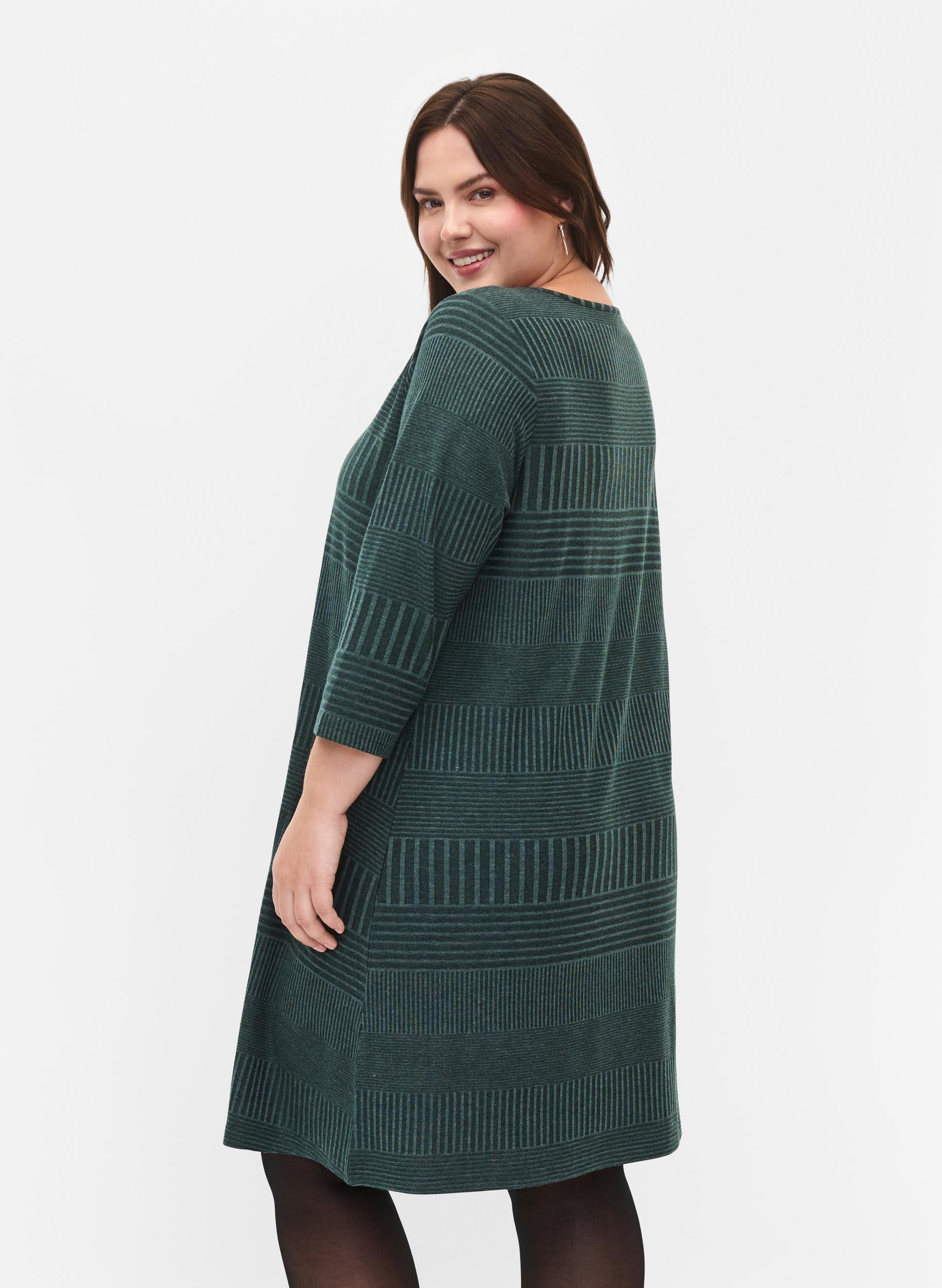 Zizzi Kleid 3/4-Arm Streifen große Größen 42-60