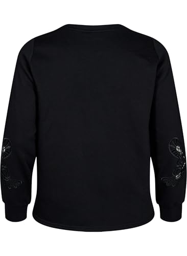 Zizzi Sweats Sweatshirt Stickerei Cut-Outs große Größen