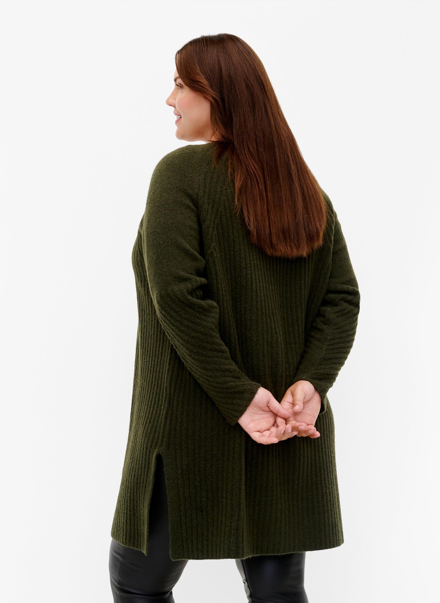 Zizzi Cardigans Strickjacke Offen Rippenstrick Einheitsgröße