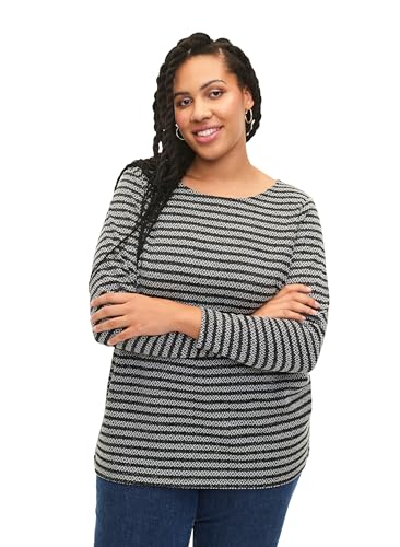 Zizzi Bluse Gestreift Rundhals Langarm Große Größen
