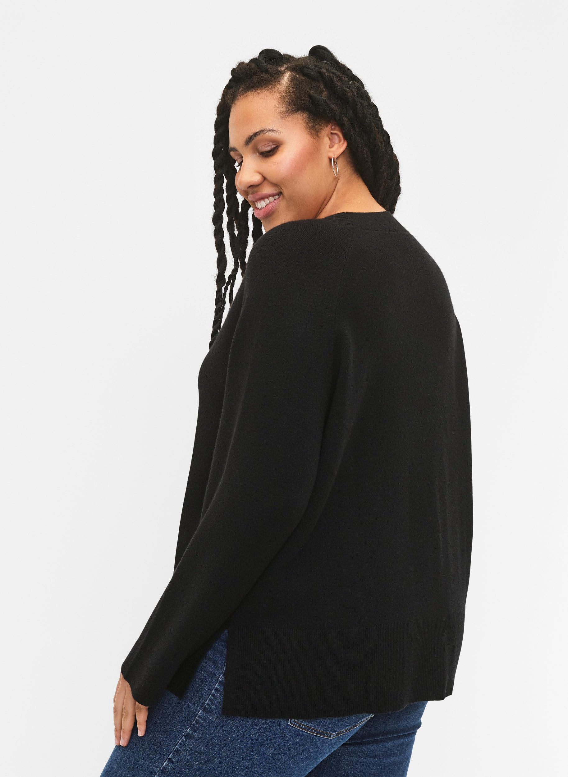 Zizzi Cardigans Pullover Ecovero Viskose Streifen Plus Size