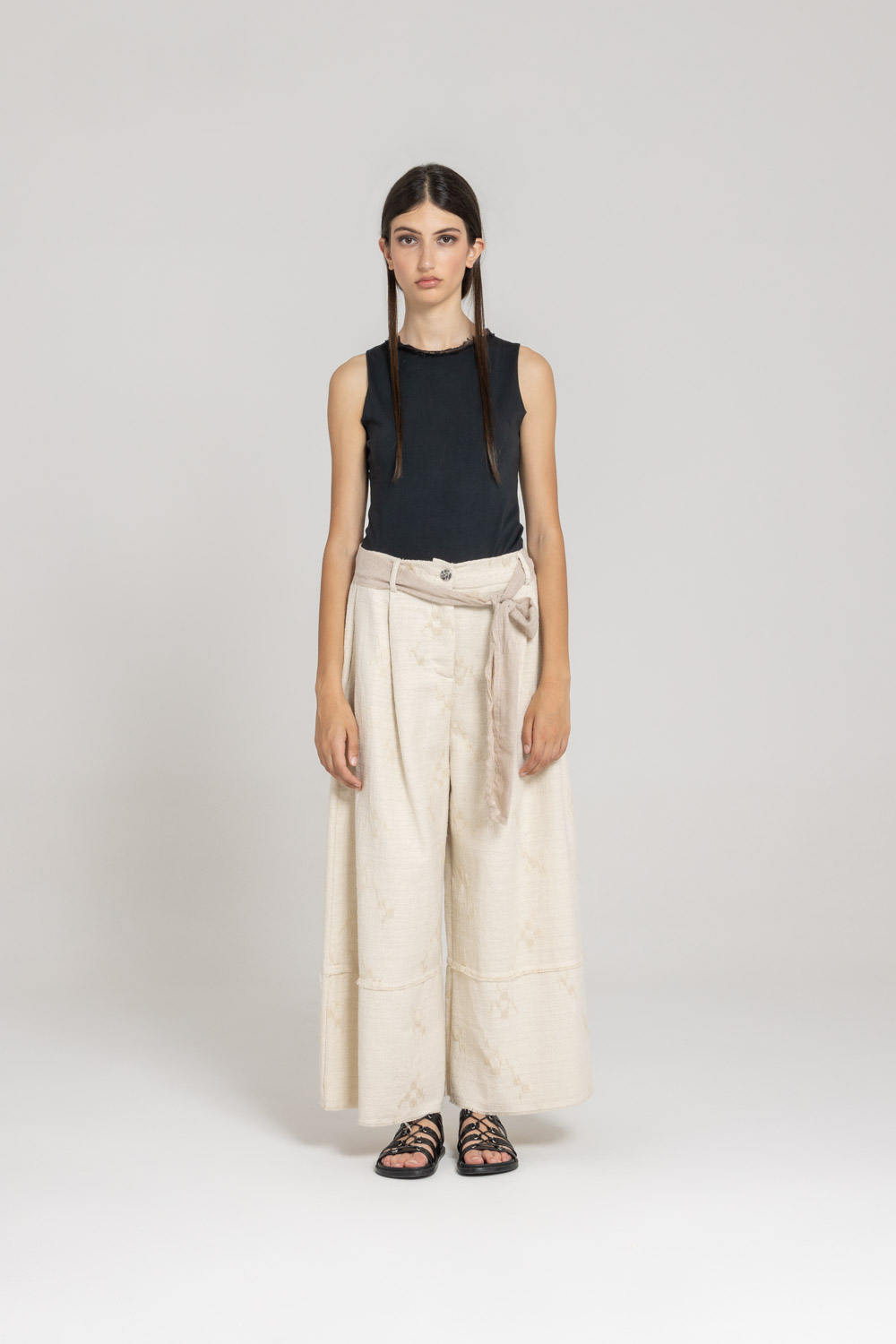 Sanctamuerte Pantaloni Palazzo Hose Baumwolle Leinen