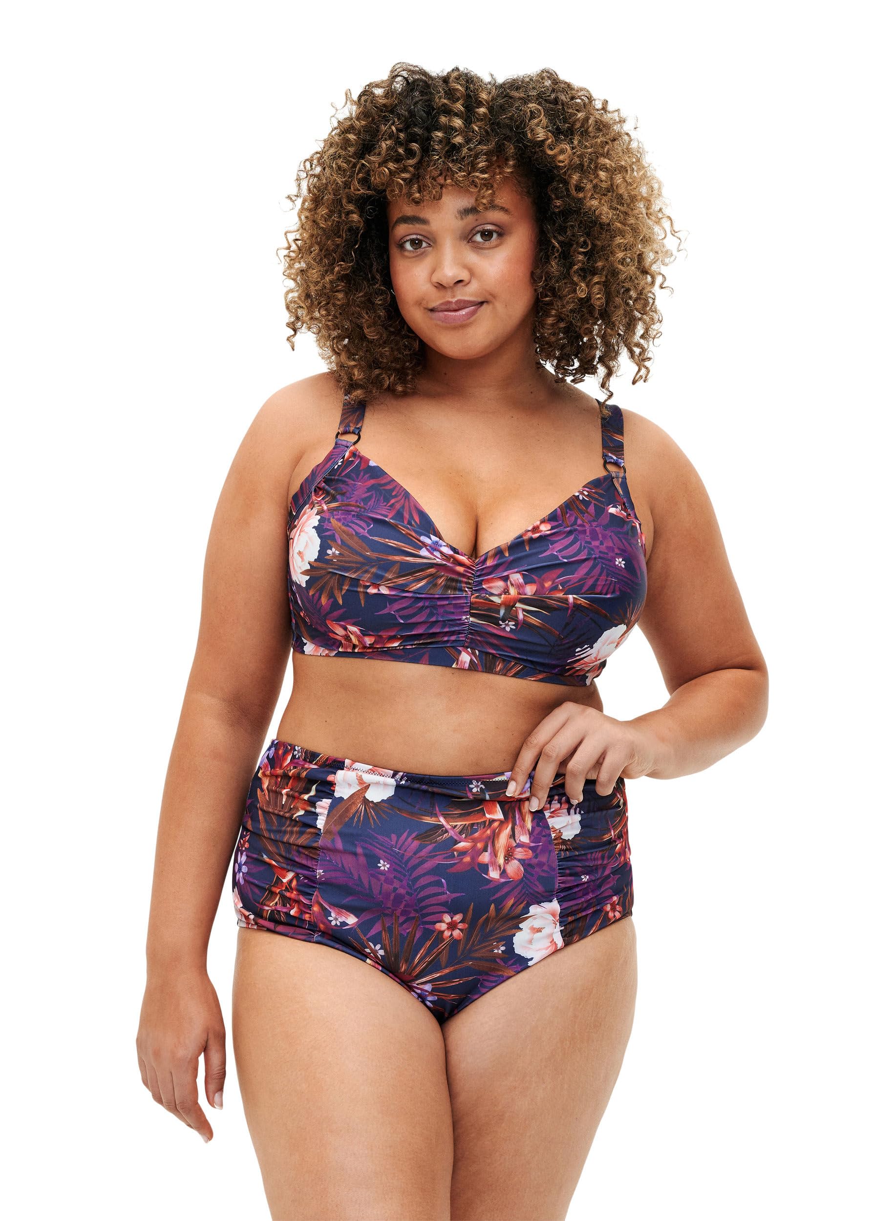 Zizzi Swim Bikini Unterteil Damen High-Waist Print