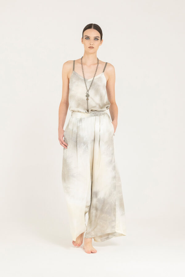Sanctamuerte Pantaloni Palazzo Hose Viskose-Satin weites Bein