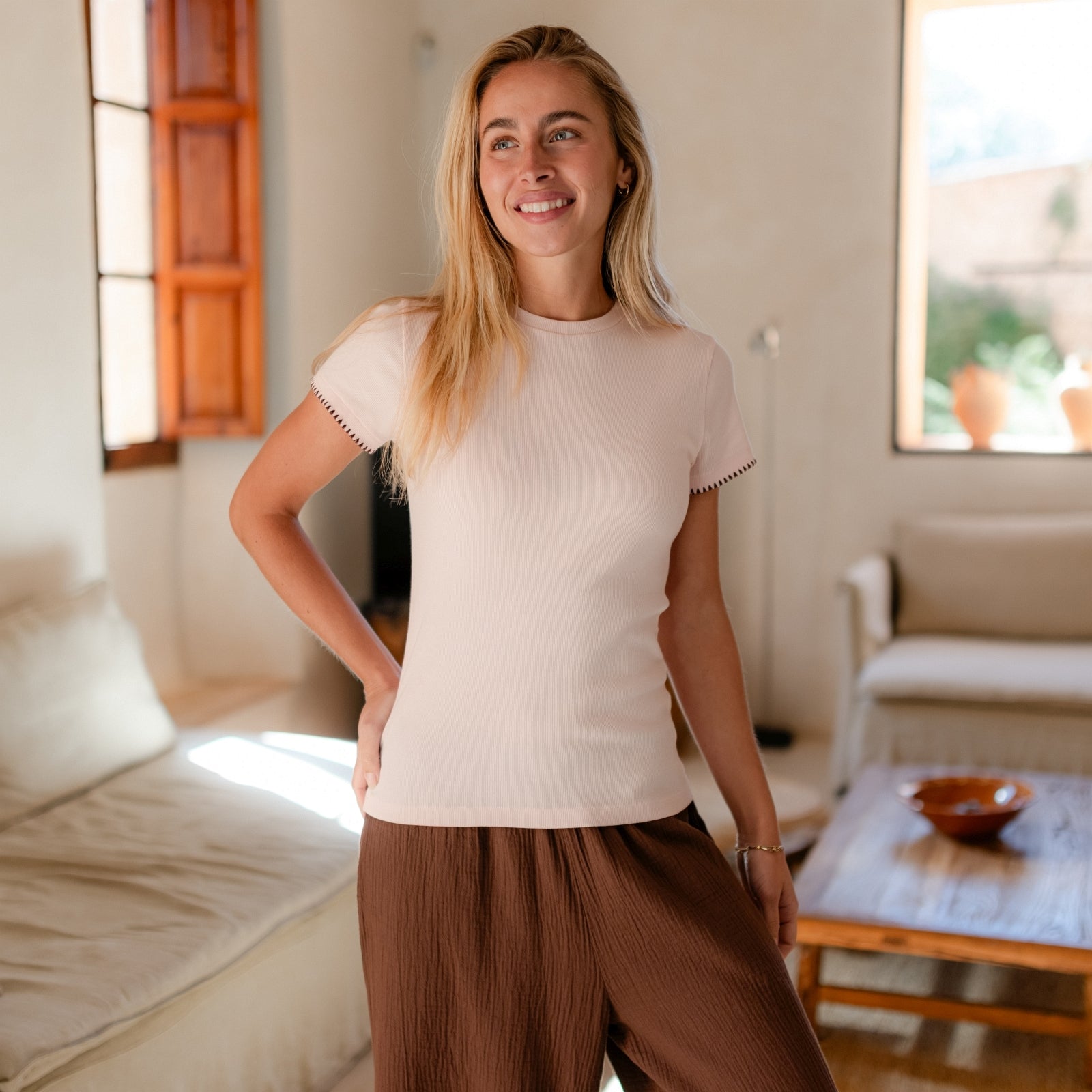 Nordlicht Elira Ripp T-Shirt Rosa Bio-Baumwolle