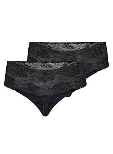 Zizzi Tanga Damen Gr.42 Spitze 2er-Pack schwarz