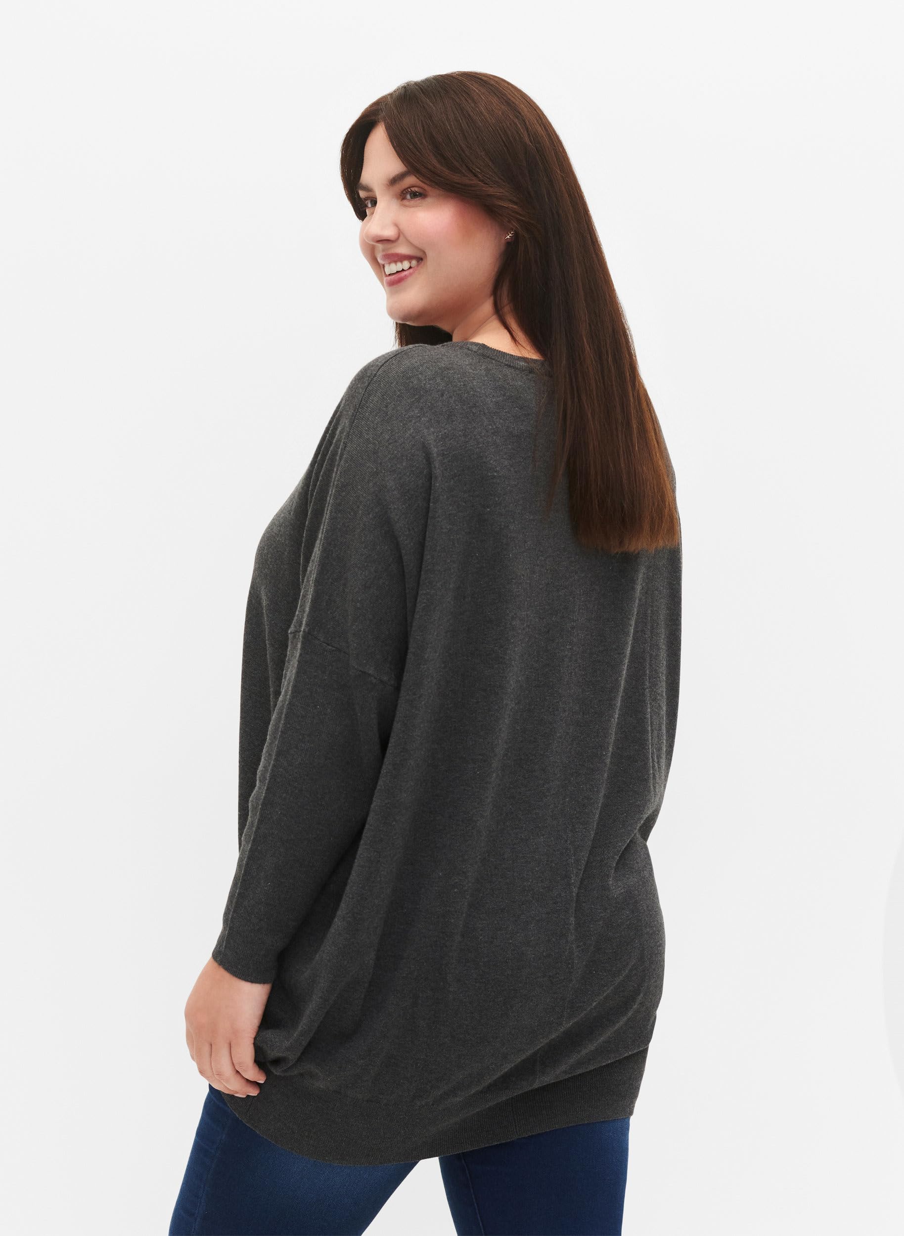 Zizzi Strickpullover Langarm Viskose Tunika Ecovero