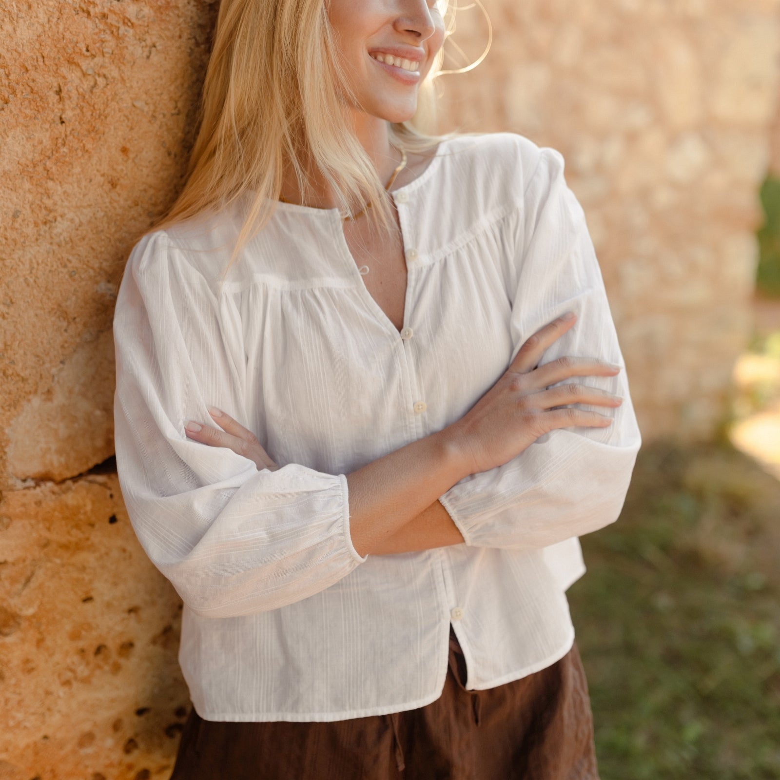 Nordlicht Birga Jacquard Boho Bluse Weiß