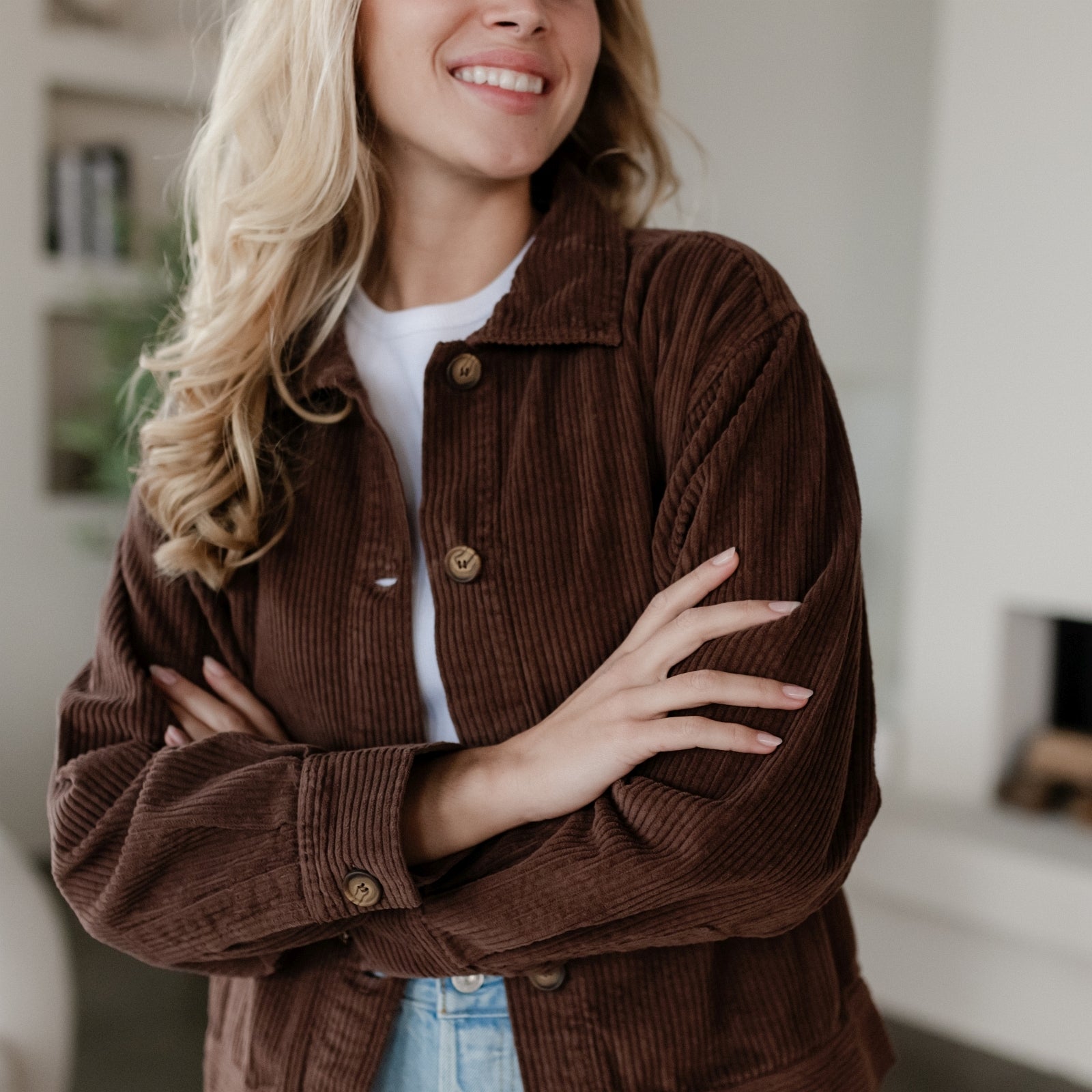 Nordlicht Silja Cordjacke Damen Braun Bio-Baumwolle locker
