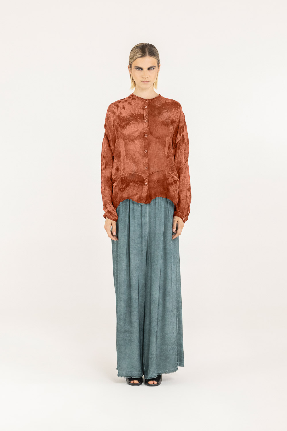 Sanctamuerte Camicie Over Boxy Bluse Viskose Seide