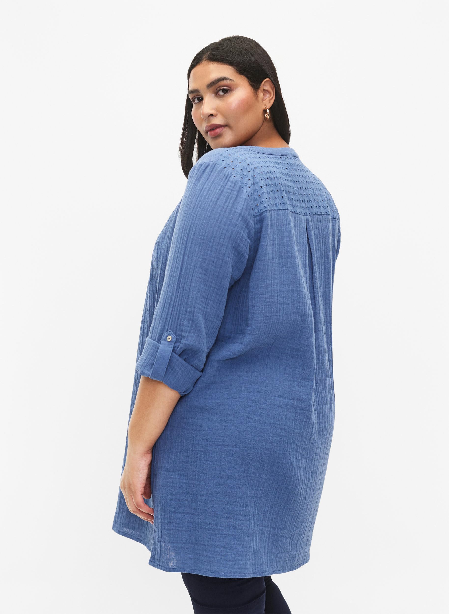 Zizzi T-Shirts & Tops Tunika Baumwolle 3/4 Ärmel Broderie