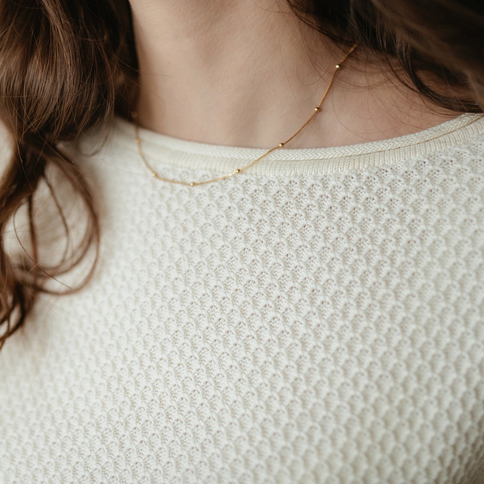 Nordlicht Viola Pullover Struktur Waffeloptik Recycling-Baumwolle