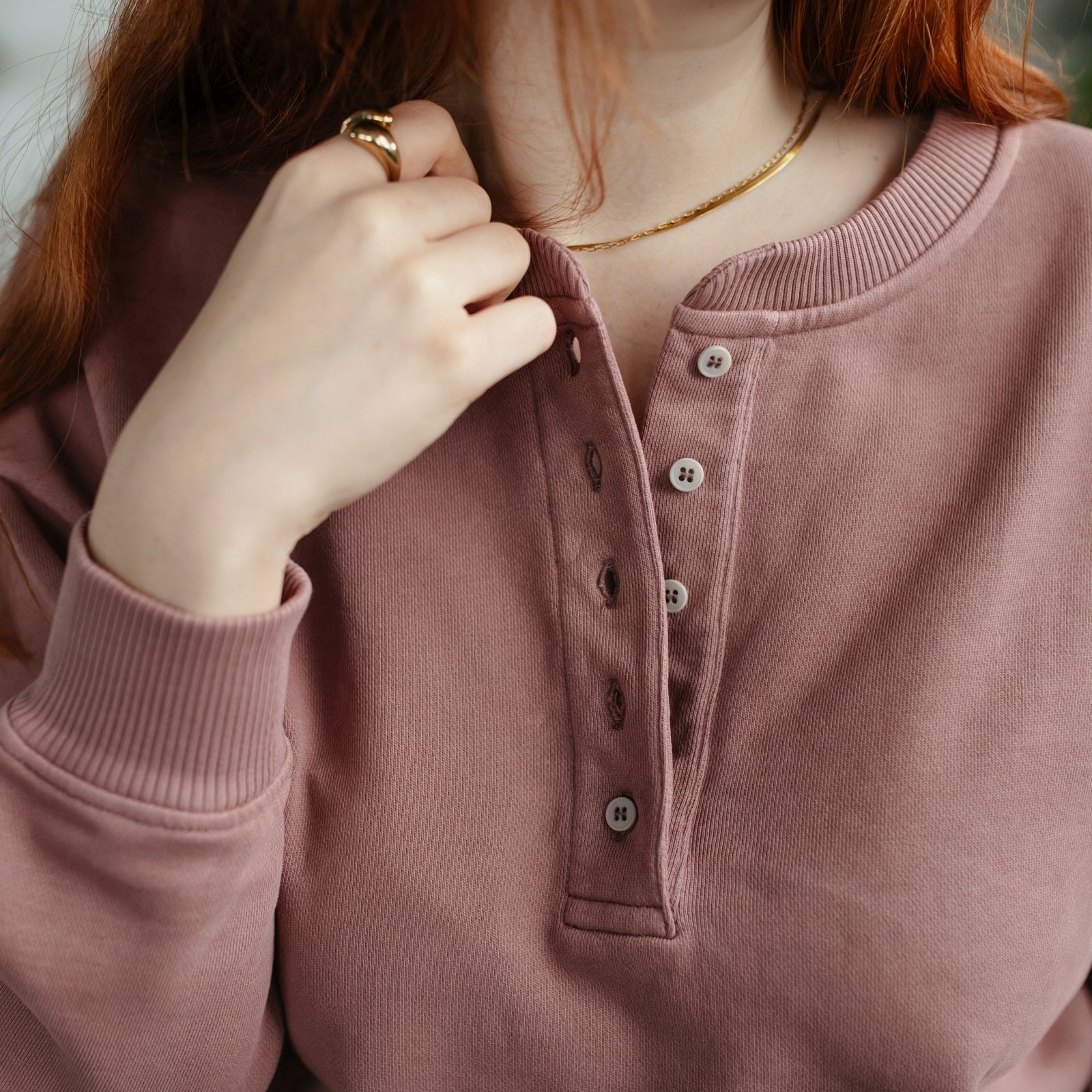 NORDLICHT Vanja Henley Sweater Knopfleiste Bio