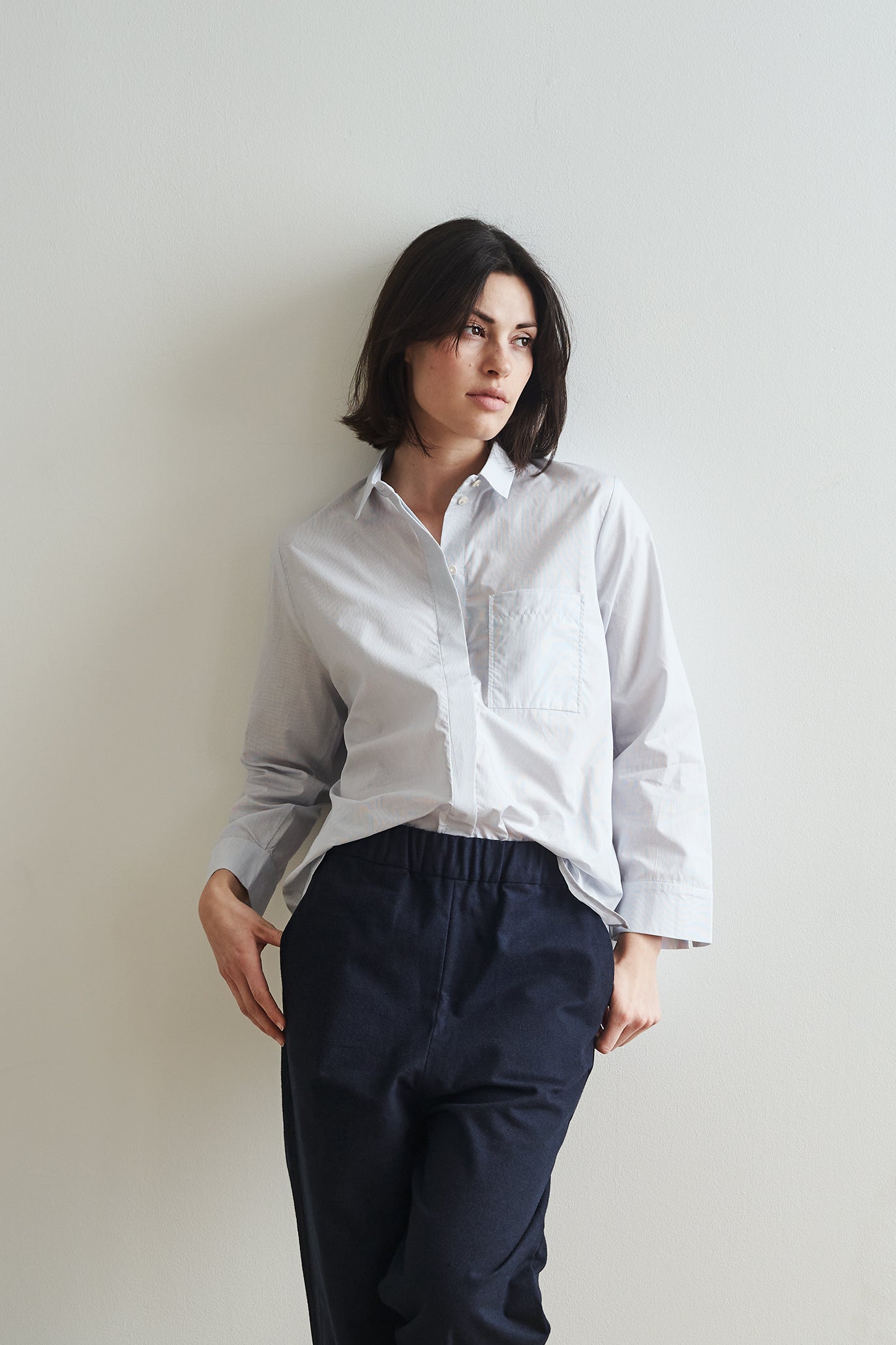 Christiane Strobel YUMI Hemdbluse Bio-Baumwolle Nadelstreifen