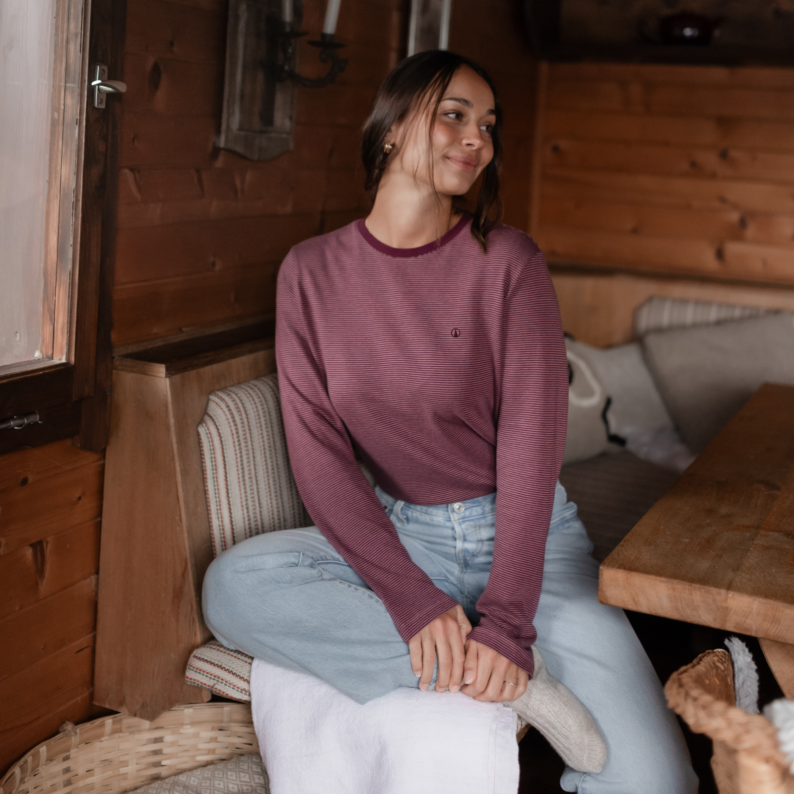 NORDLICHT Alva Oversize Langarmshirt Cherry Streifen