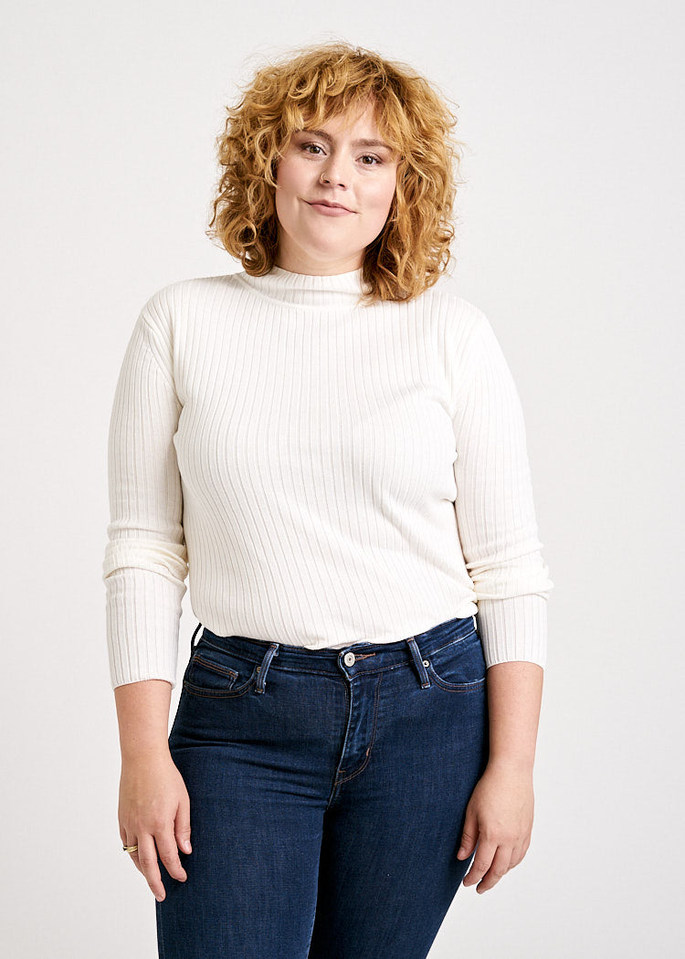 Wijld Rollkragen Strickpullover Damen Ivory Lyocell