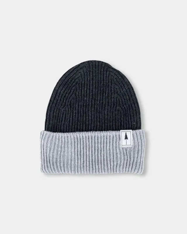 NIKIN Treeanie Ribbed Colorblock Mütze Black Mel Grey Mel