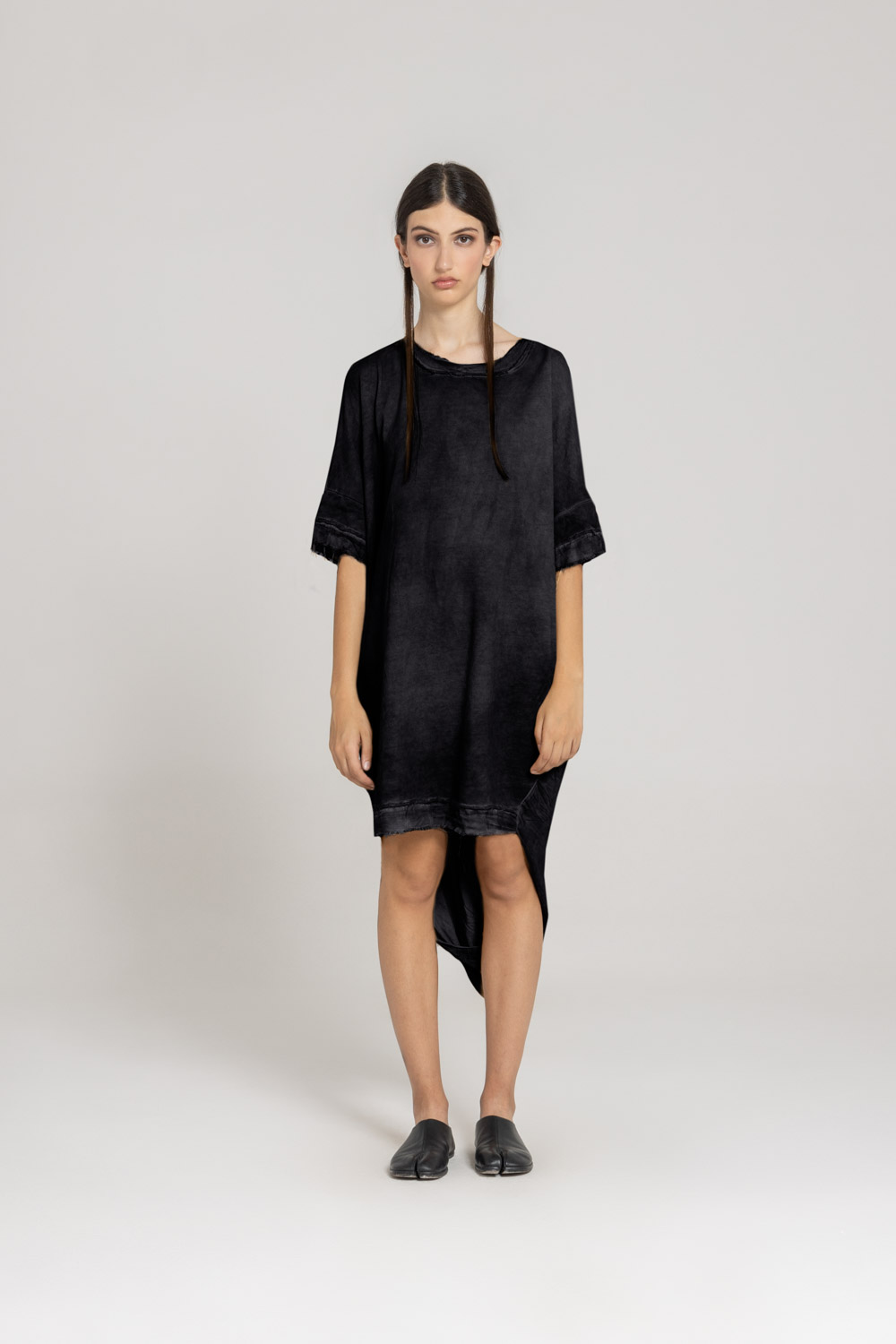Sanctamuerte Abiti Midi Over Kleid Sweat Viskose-Satin