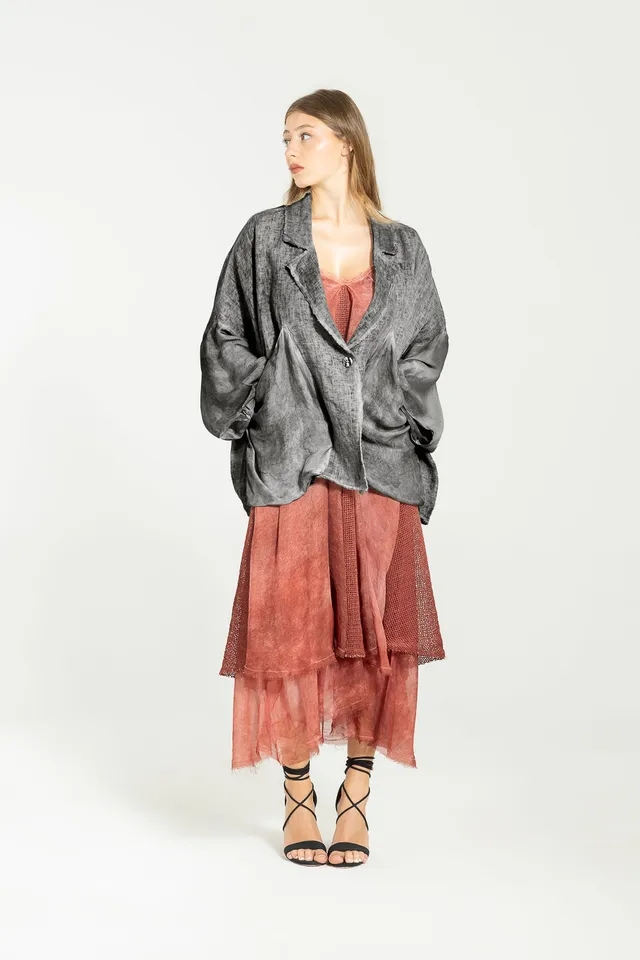 Sanctamuerte Capispalla Blazer Boxy Over Leinen weit