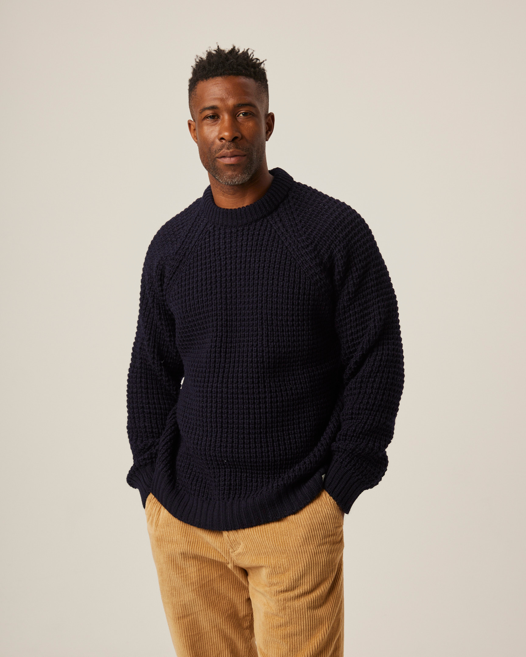 Peregrine Waffle Crew Jumper Wollpullover Navy