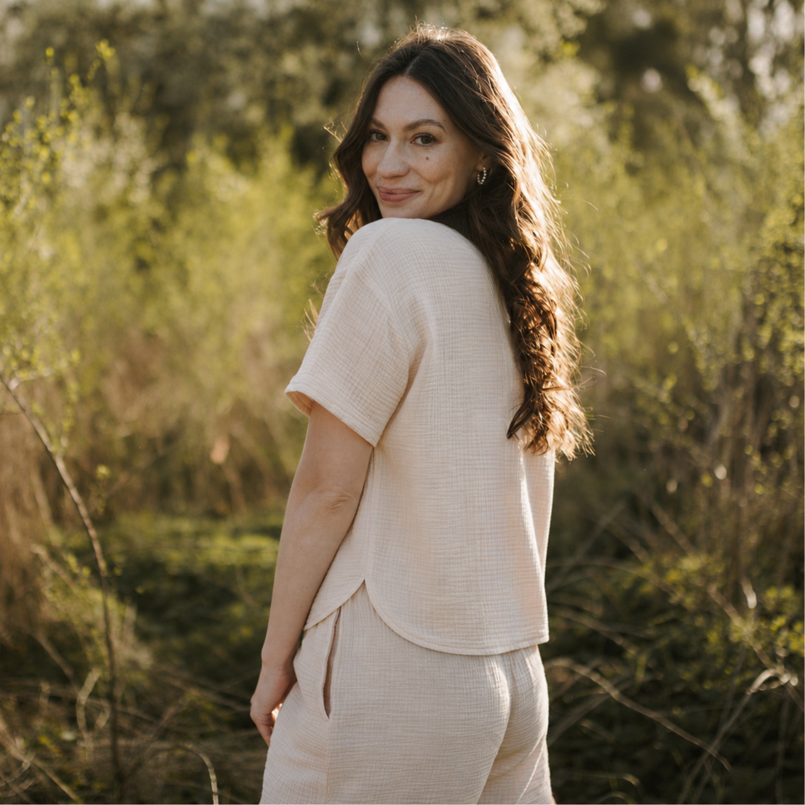 NORDLICHT Leja Musselin Shorts Natur Damen