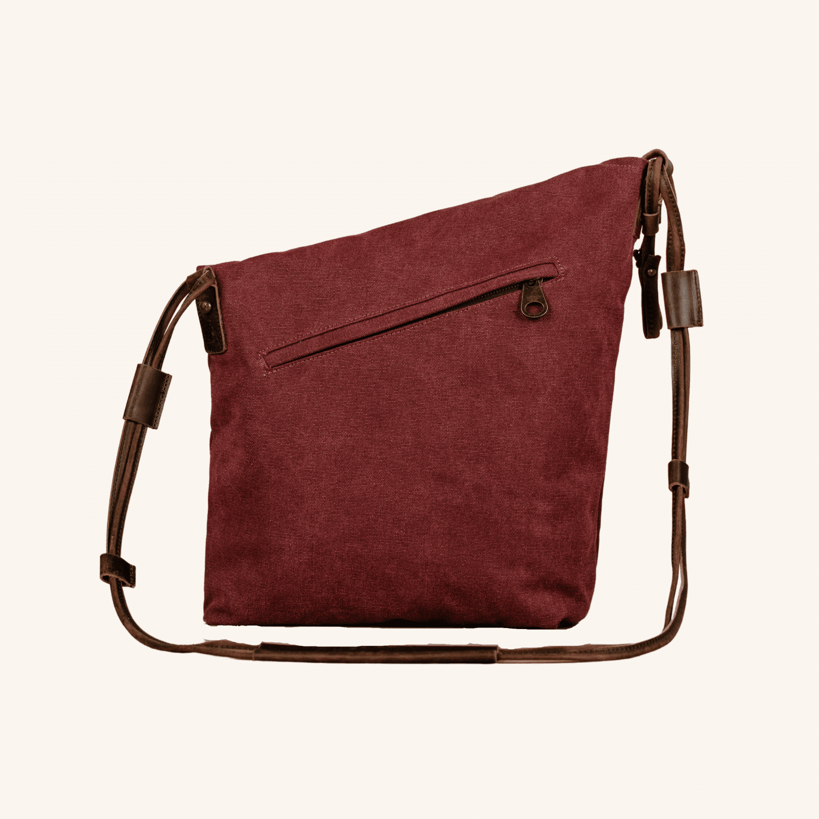 NORDLICHT Smilla Umhängetasche Bordeaux Leder Canvas