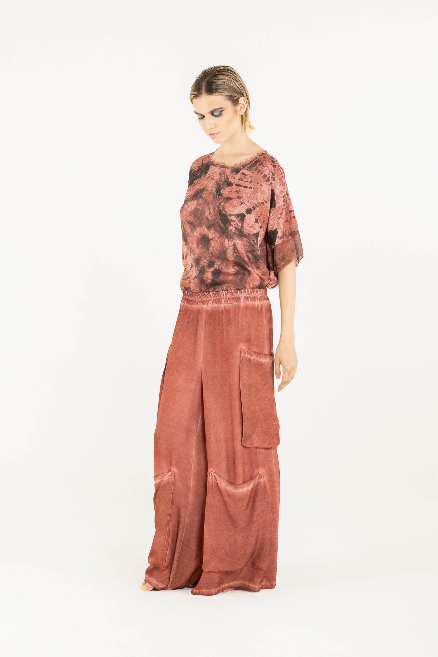 Sanctamuerte Pantaloni Palazzo Cargo Hose Viskose