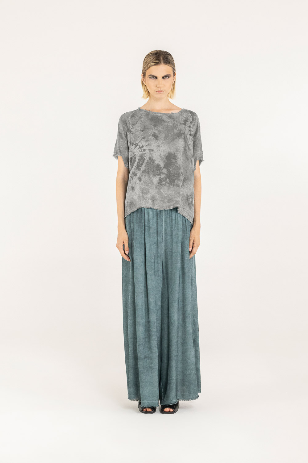 Sanctamuerte T-Shirt Boxy Tshirt Viskose-Satin Tie-Dye