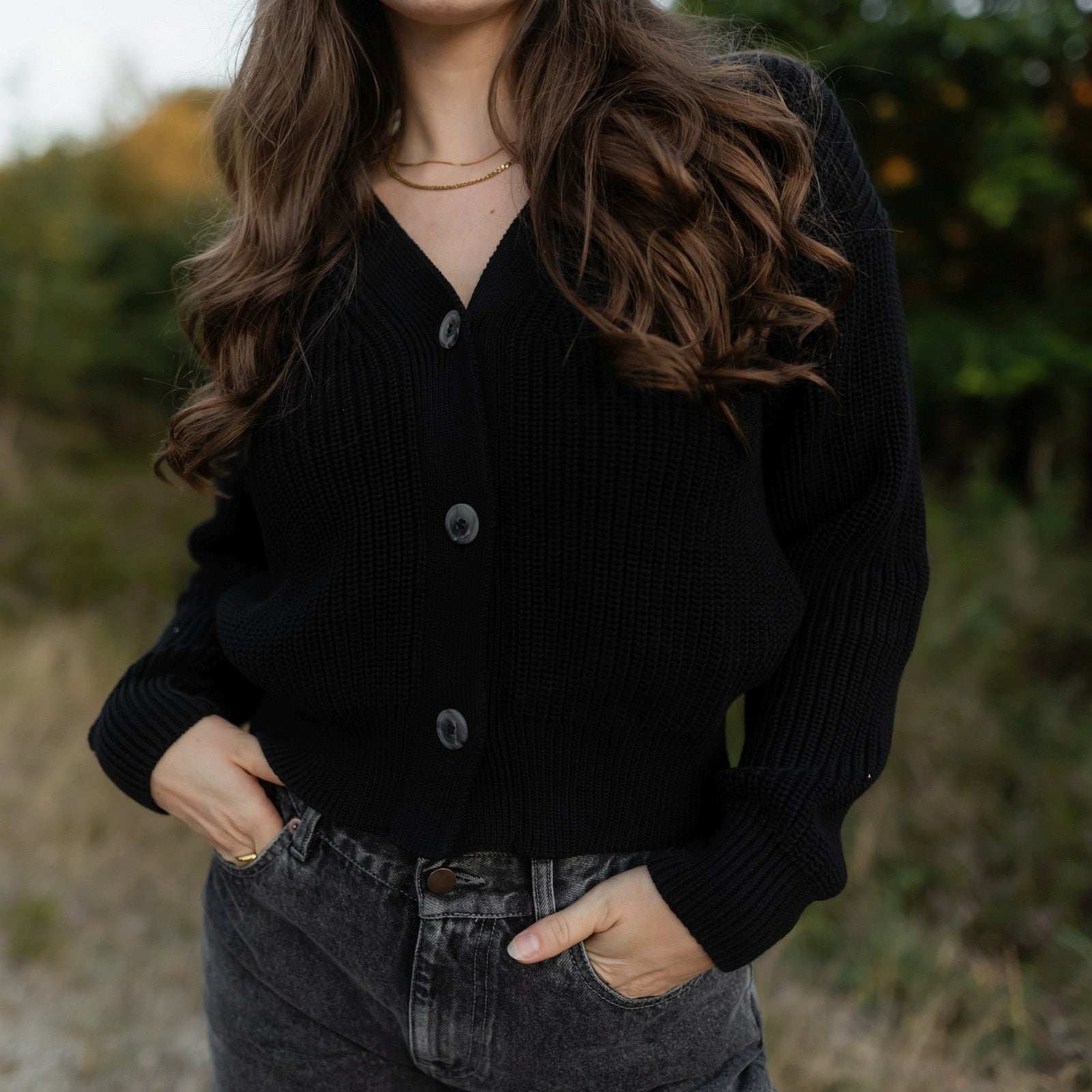 Nordlicht Marla Strickjacke Schwarz Bio-Baumwolle