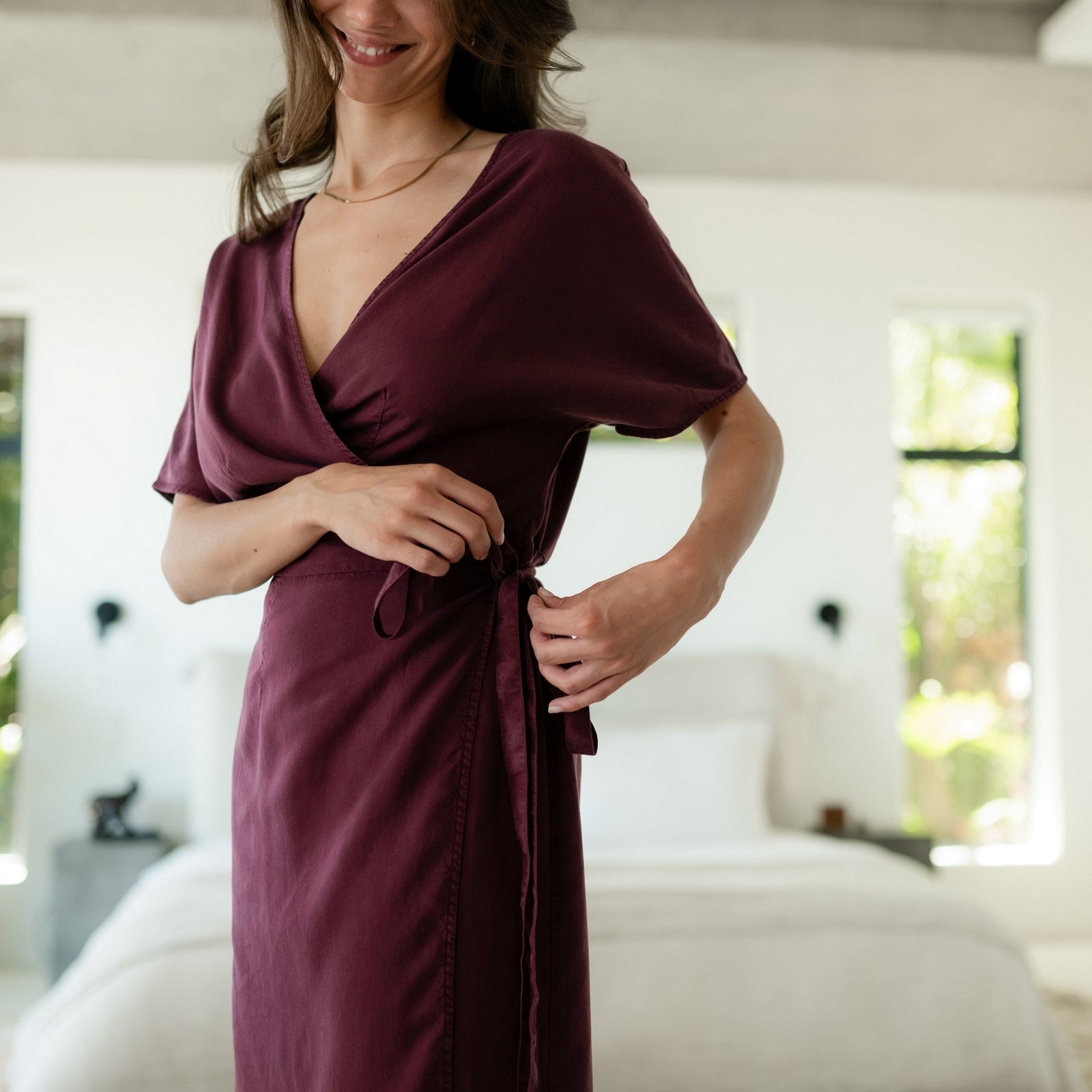 NORDLICHT Kleider Tilda Wickelkleid Rot Tencel