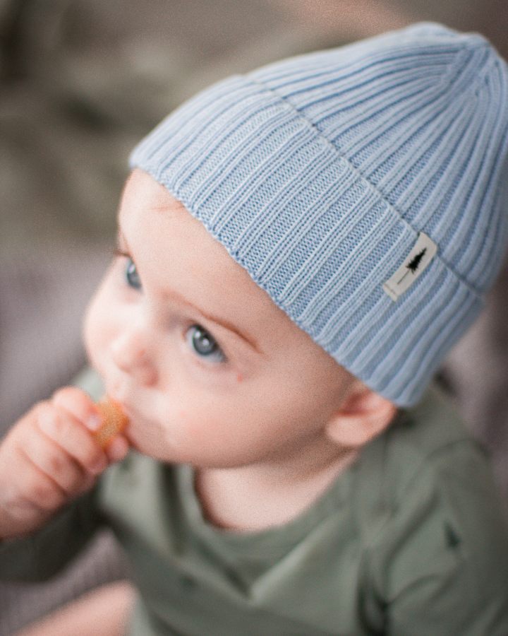 NIKIN Treeanie Ribbed Baby Mütze Hellblau 0-12M Bambus
