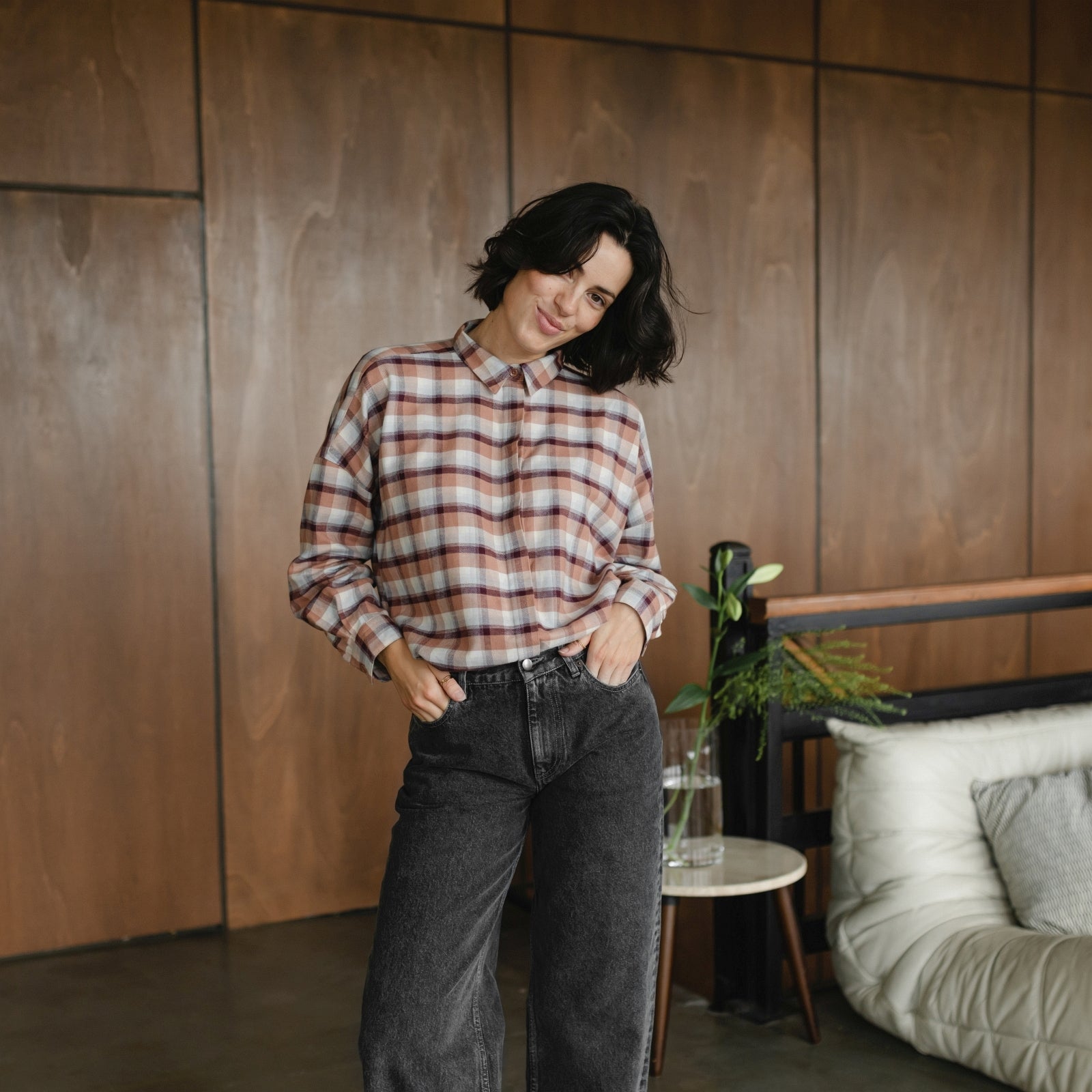 Nordlicht Femke Flanellbluse Karo Braun XS
