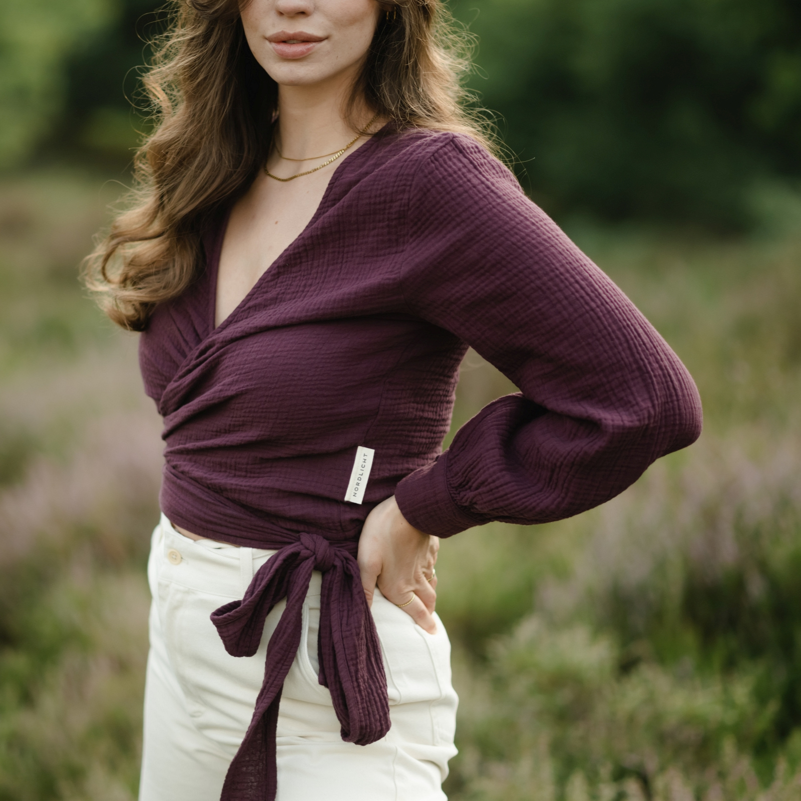 Nordlicht Freda Musselin Wickelbluse Cherry