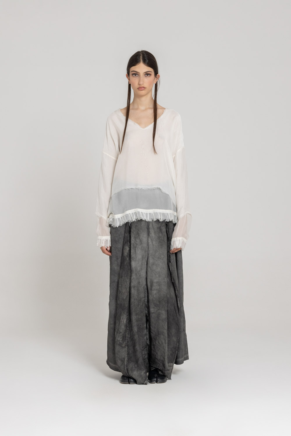 Sanctamuerte T-Shirt Asymmetrisch Langarm Viskose
