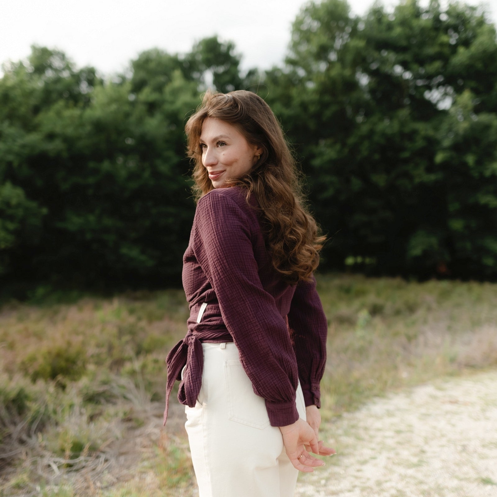 Nordlicht Freda Musselin Wickelbluse Cherry