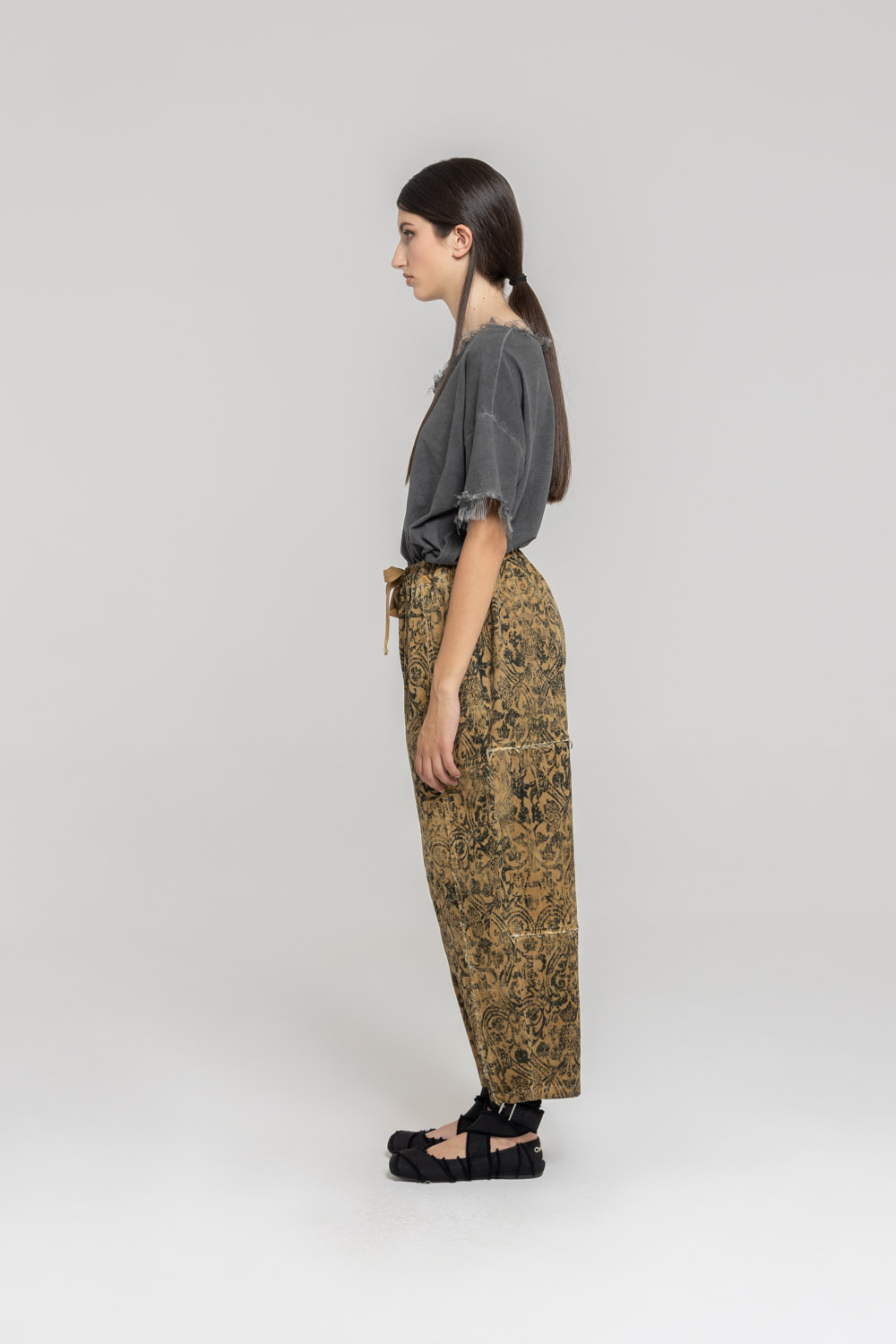 Sanctamuerte Pantaloni Semy Beggy Hose Baumwolle Barock