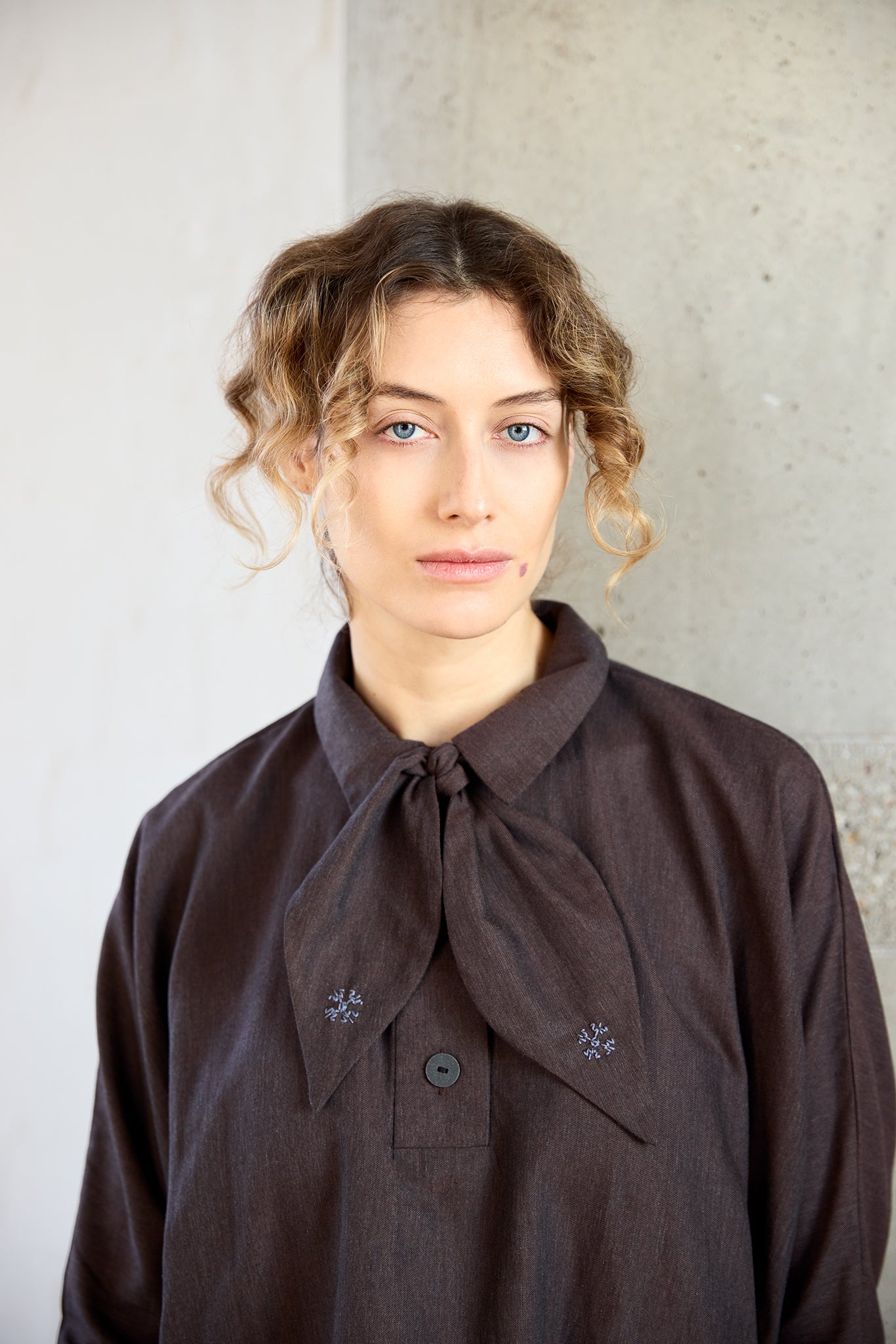 Christiane Strobel ROMY Hemdbluse Baumwolle Kaschmir Mocha Brown