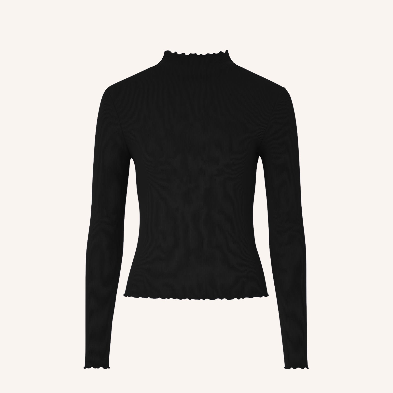 NORDLICHT Lica Ripp Langarmshirt schwarz M Stehkragen