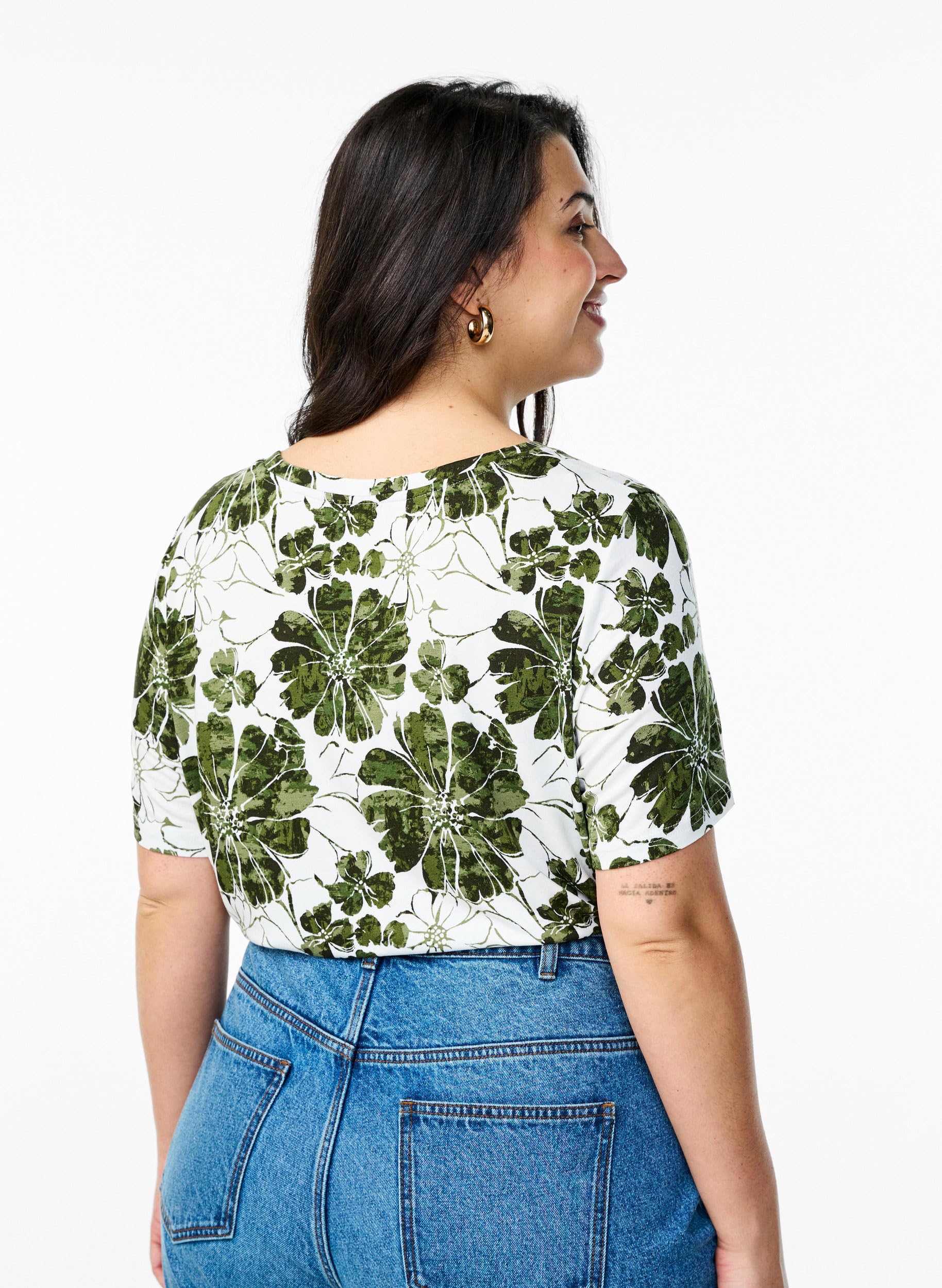 Zizzi T-Shirt Rundhals Blumendruck Viskose 42-60