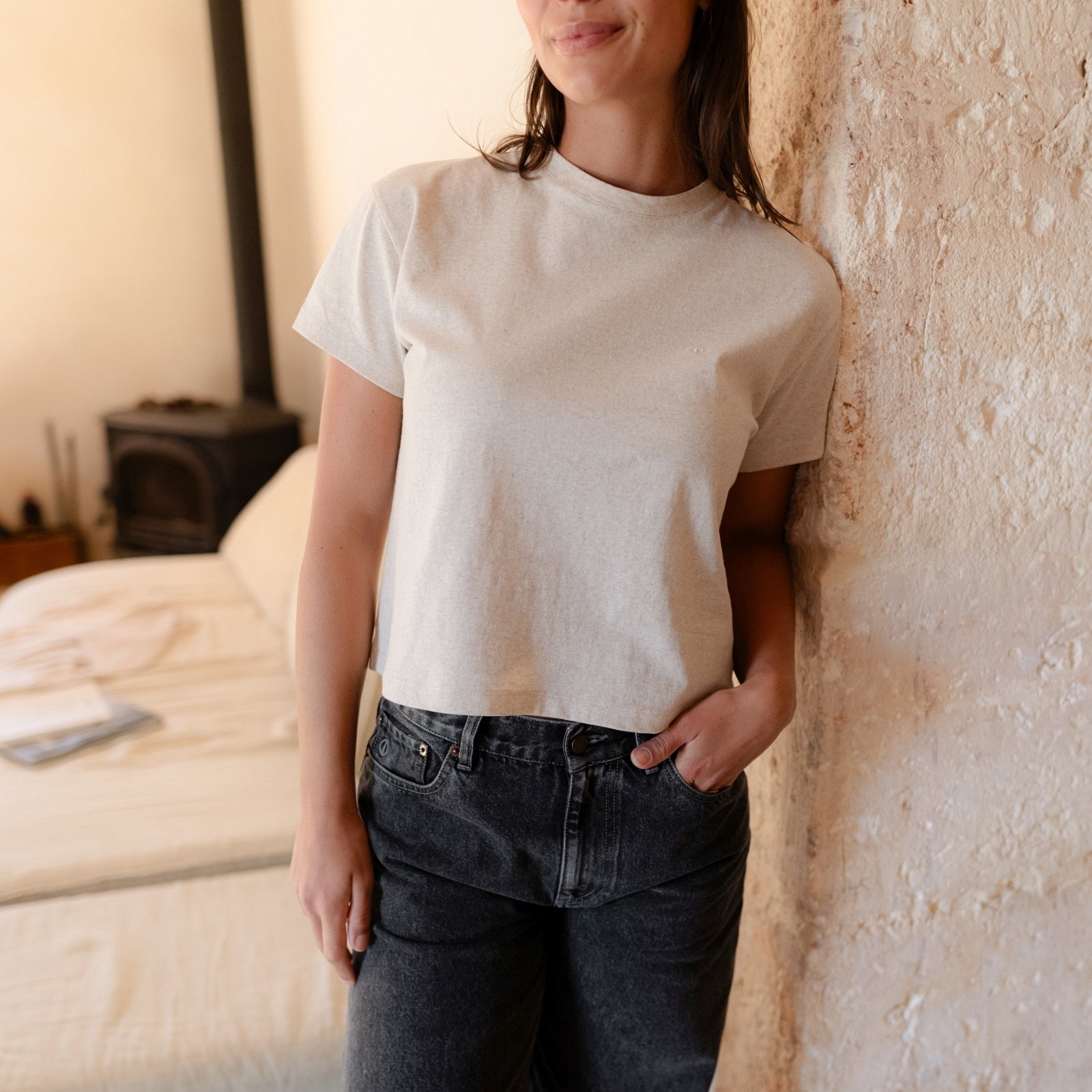 NORDLICHT Britt T-Shirt Damen Natur Loose Fit Recycling
