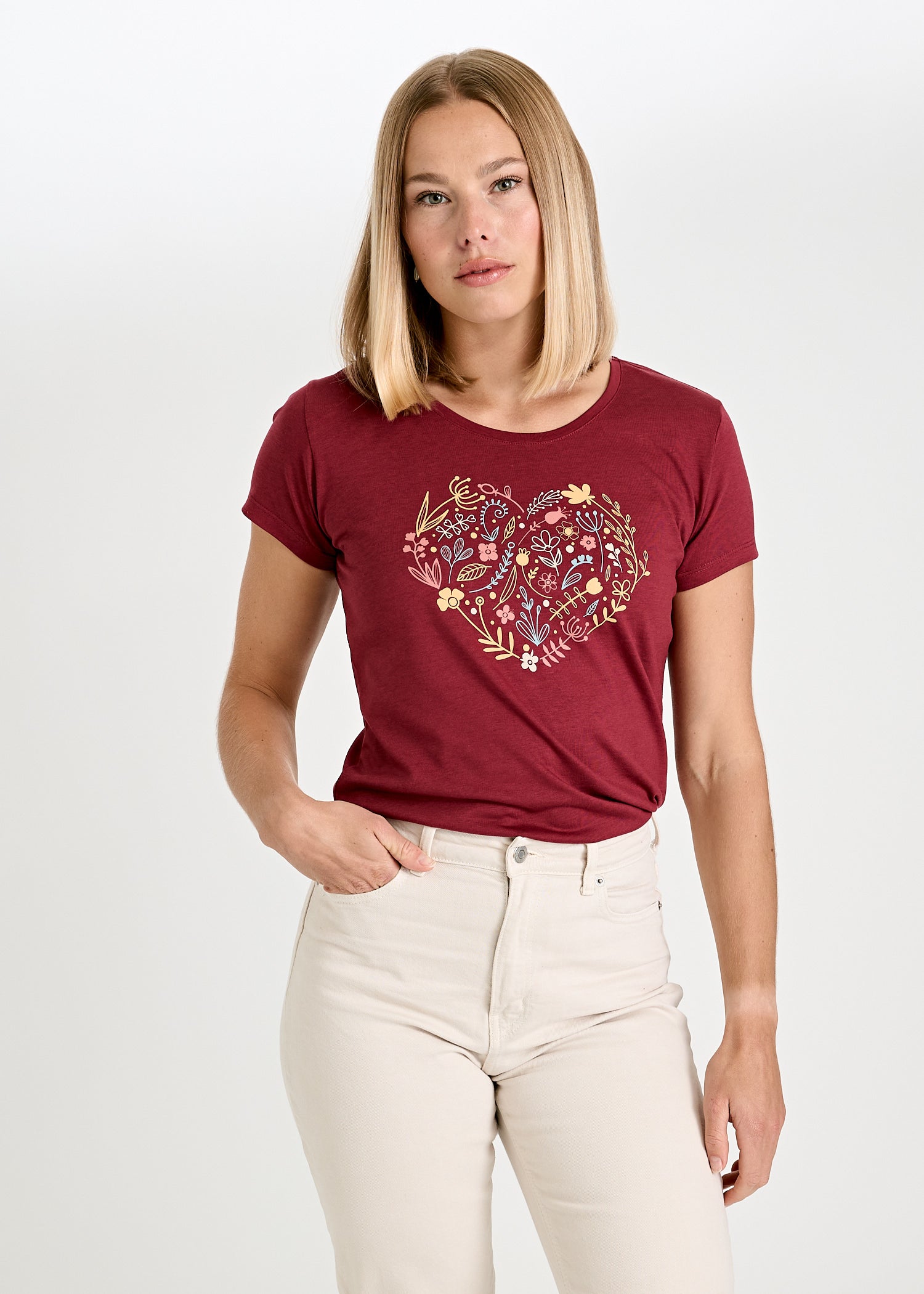 Wijld WoodShirt Sarah Floralheart Damen T-Shirt Lyocell