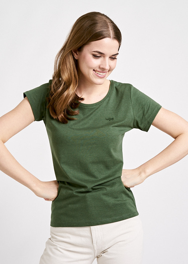 Wijld WoodShirt Sarah Damen T-Shirt Schwarz Holzfaser